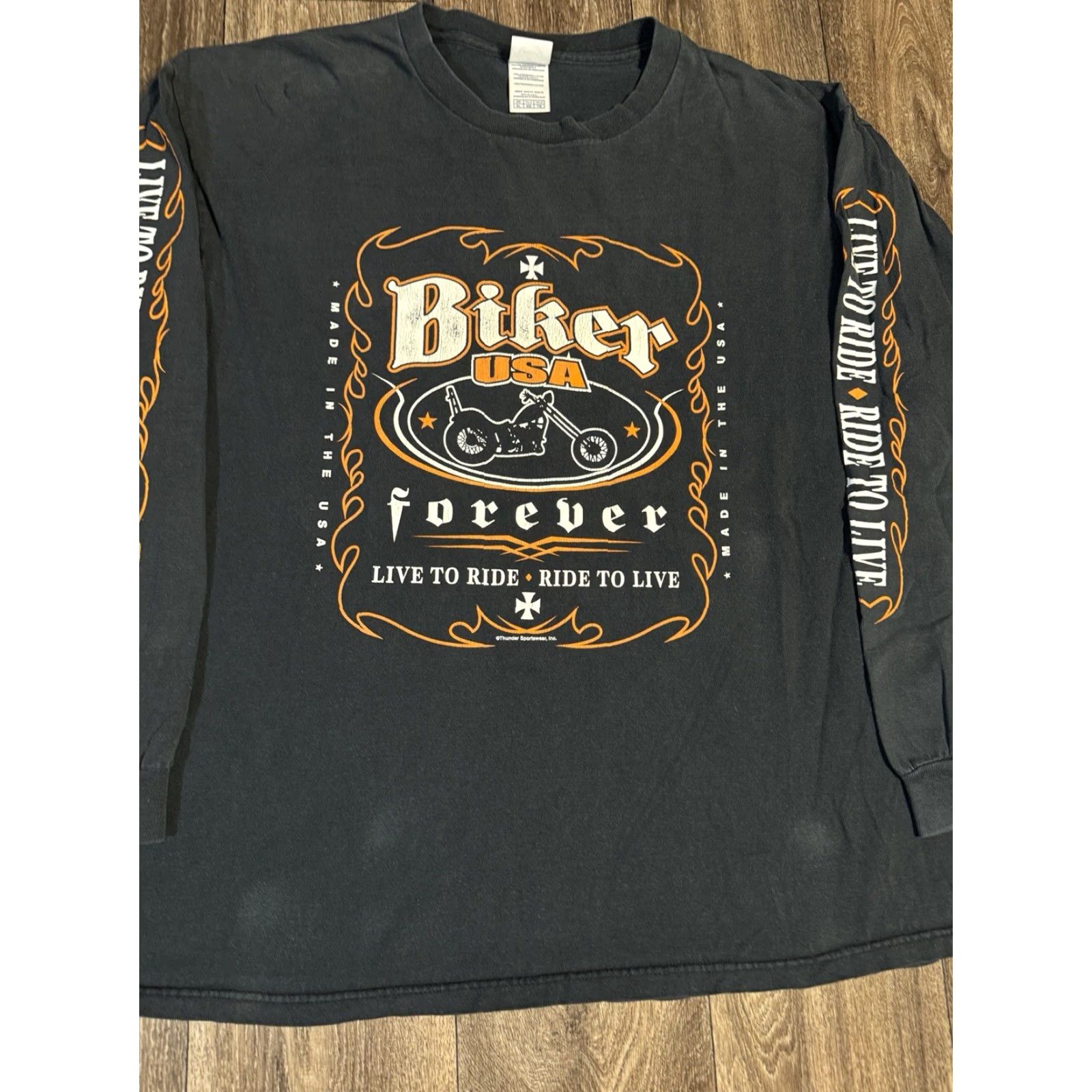 Delta VINTAGE Biker T-Shirt Black XL Men Long Sleeve 2000s Forever Y2K Delta Size US XL / EU 56 / 4 - 5 Thumbnail