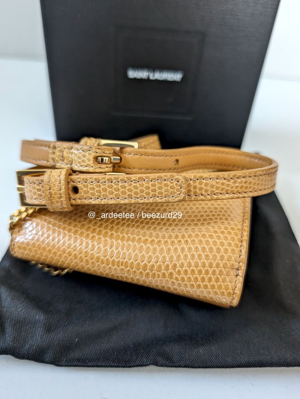 Saint Laurent Paris EXOTIC LIZARD MICRO RIDER CHAIN CROSSBODY BAG Size ONE SIZE - 6 Thumbnail