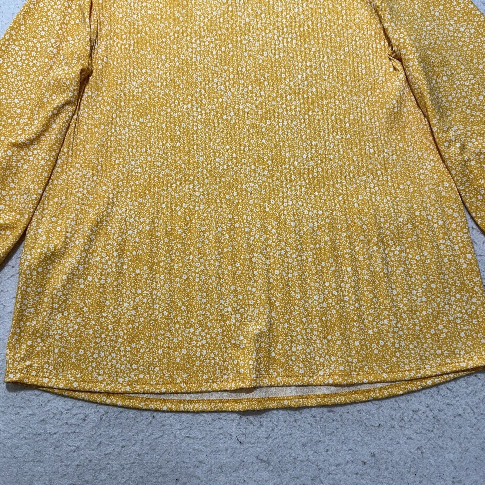 Adrianna Papell Adrianna Papell Medium Long Sleeve Yellow Floral Blouse Size M / US 6-8 / IT 42-44 - 12 Thumbnail