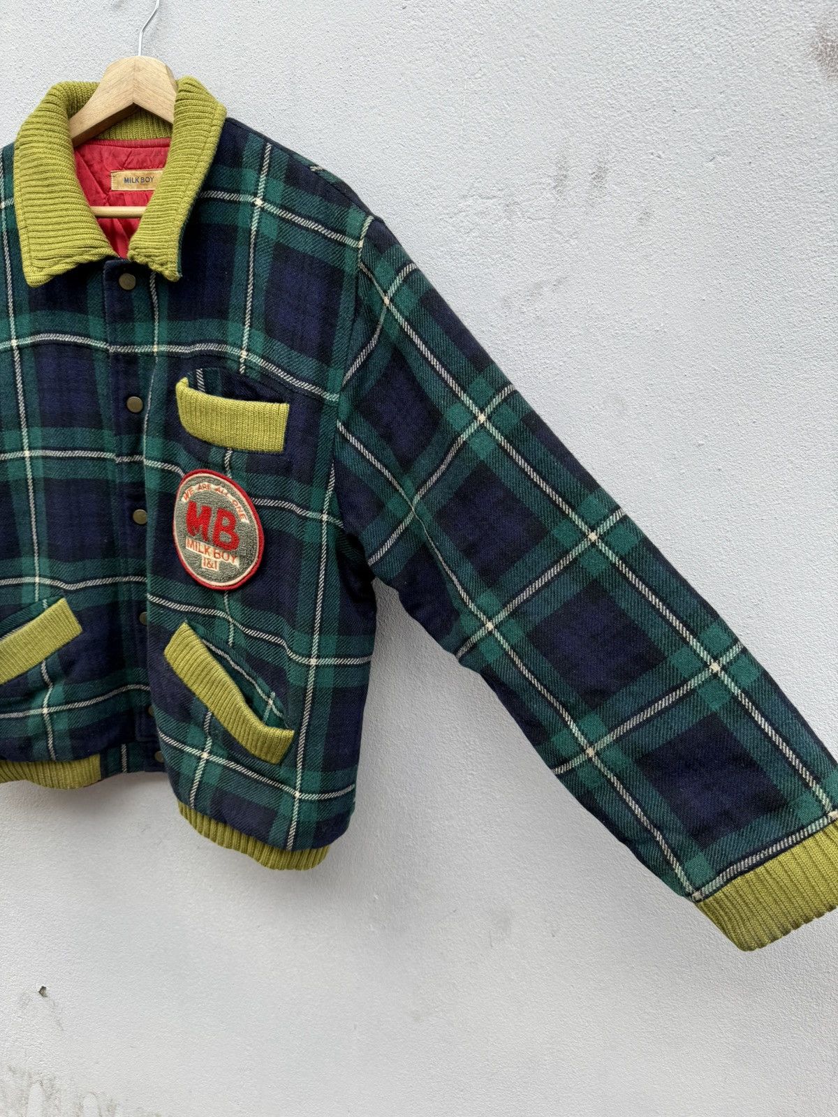 Seditionaries VTG 80s-90s MILKBOY Plaid Boxy Wool Quilted Bomber Jacket Size US L / EU 52-54 / 3 - 8 Thumbnail