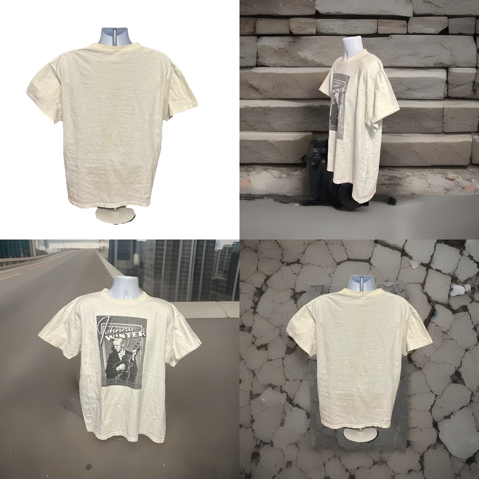 Vintage VINTAGE Johnny Winter Shirt Men Large White Short Sleeve Graphic Print Blues 2000s Size US L / EU 52-54 / 3 - 10 Thumbnail