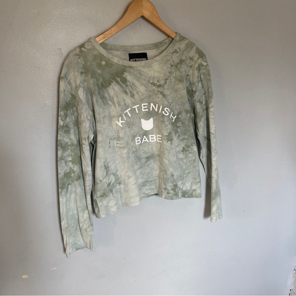 Designer Kittenish Babe Shirt Long Sleeve Tie Dye Green Top Medium Size M / US 6-8 / IT 42-44 - 3 Thumbnail