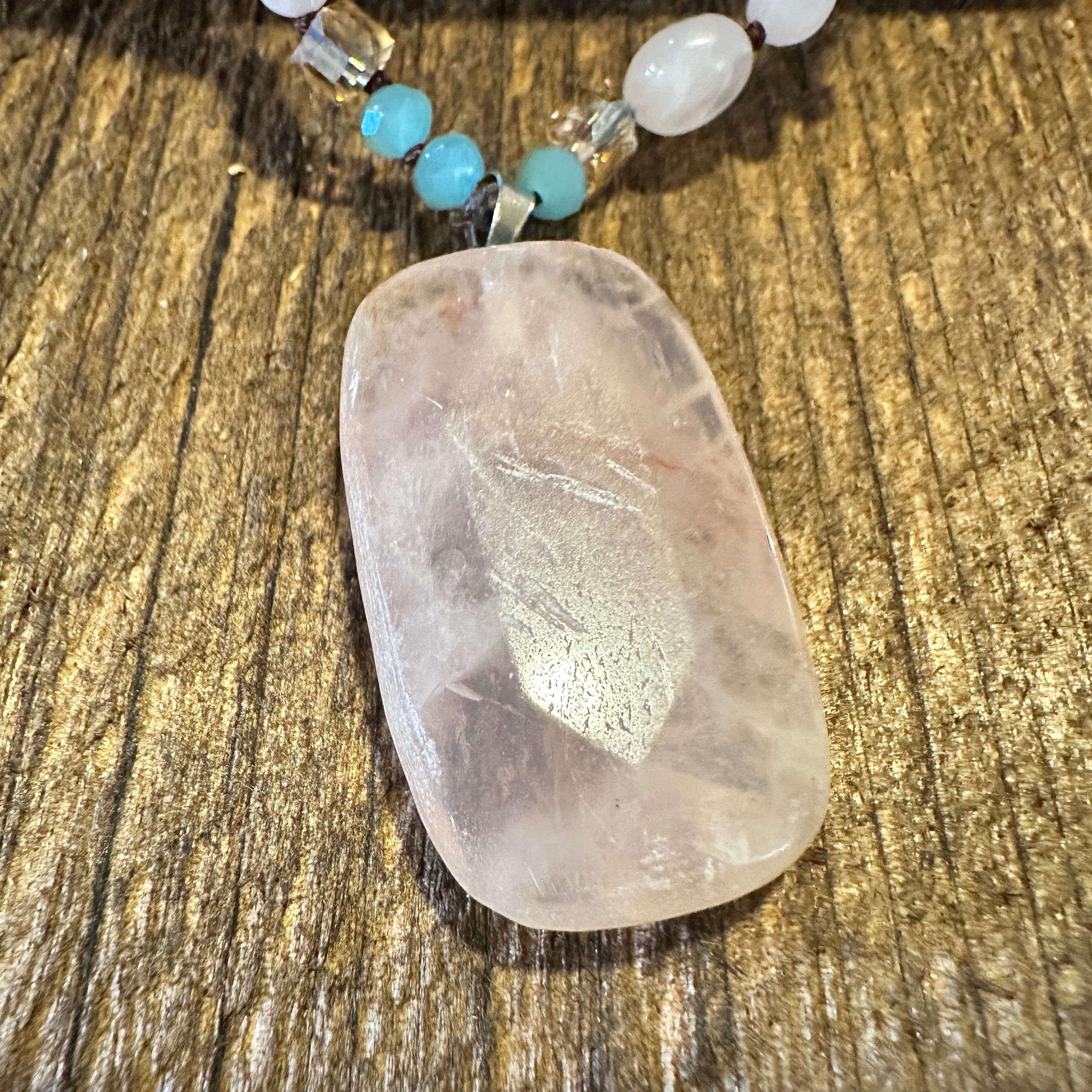 Other Bohemian Natural Pink Quartz Pendant Necklace | Handcrafted Size ONE SIZE - 4 Thumbnail