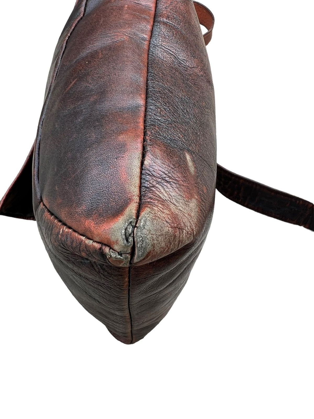 Leather VTG Masaki matsushima Paris Rips Distress Patina Leather Bag Size ONE SIZE - 12 Thumbnail