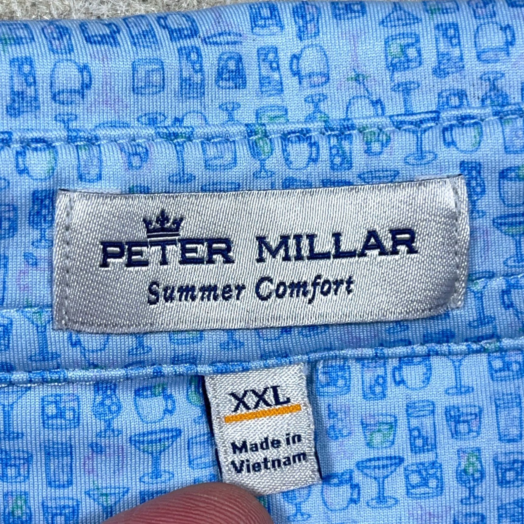Peter Millar Peter Millar Polo Shirt Men 2XL Blue Geometric Logo Short Sleeve Size US XXL / EU 58 / 5 - 5 Thumbnail