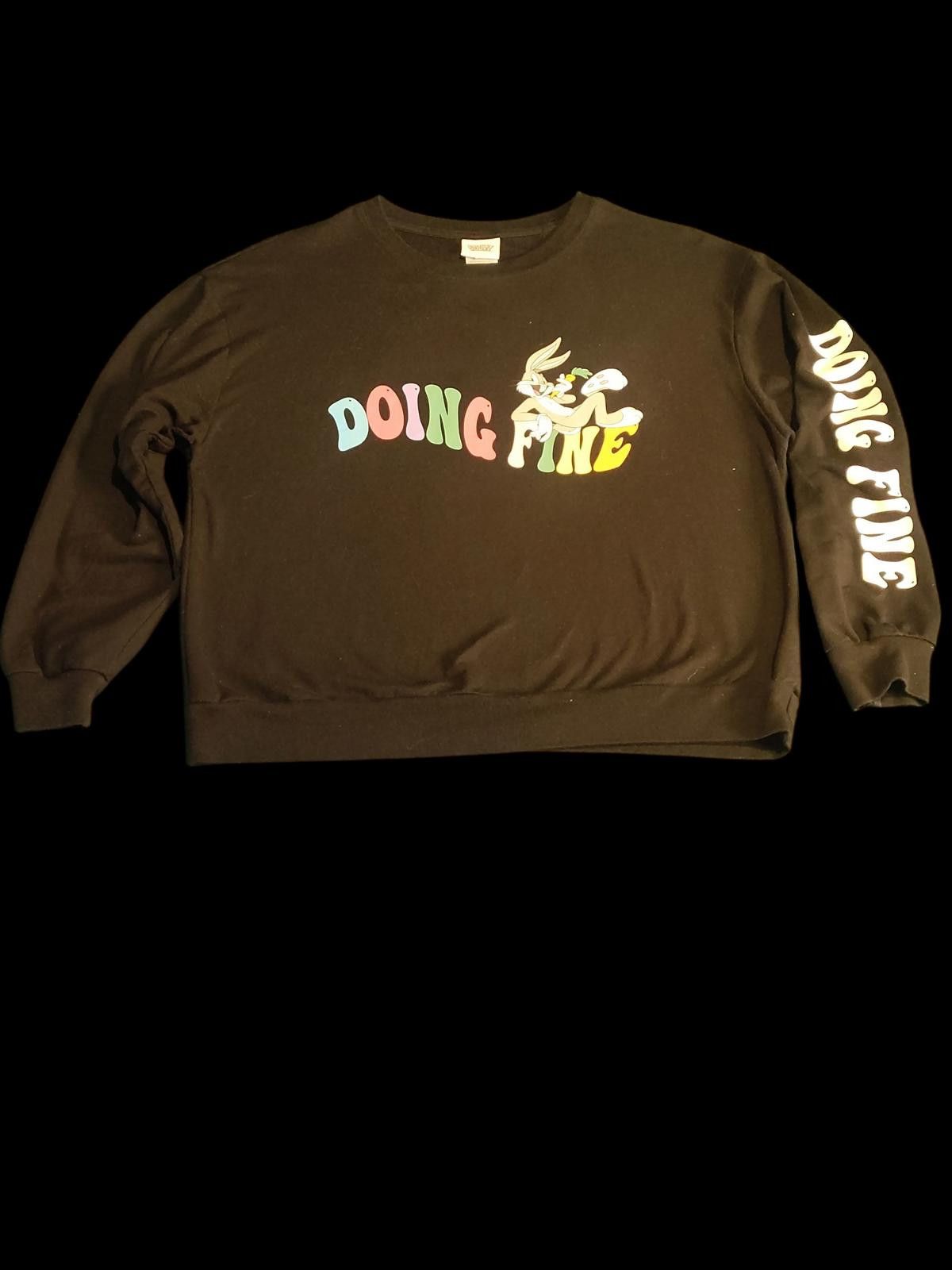 Designer Looney Tunes "Doing Fine" Black Sweatshirt XL Size XL / US 12-14 / IT 48-50 - 1 Thumbnail