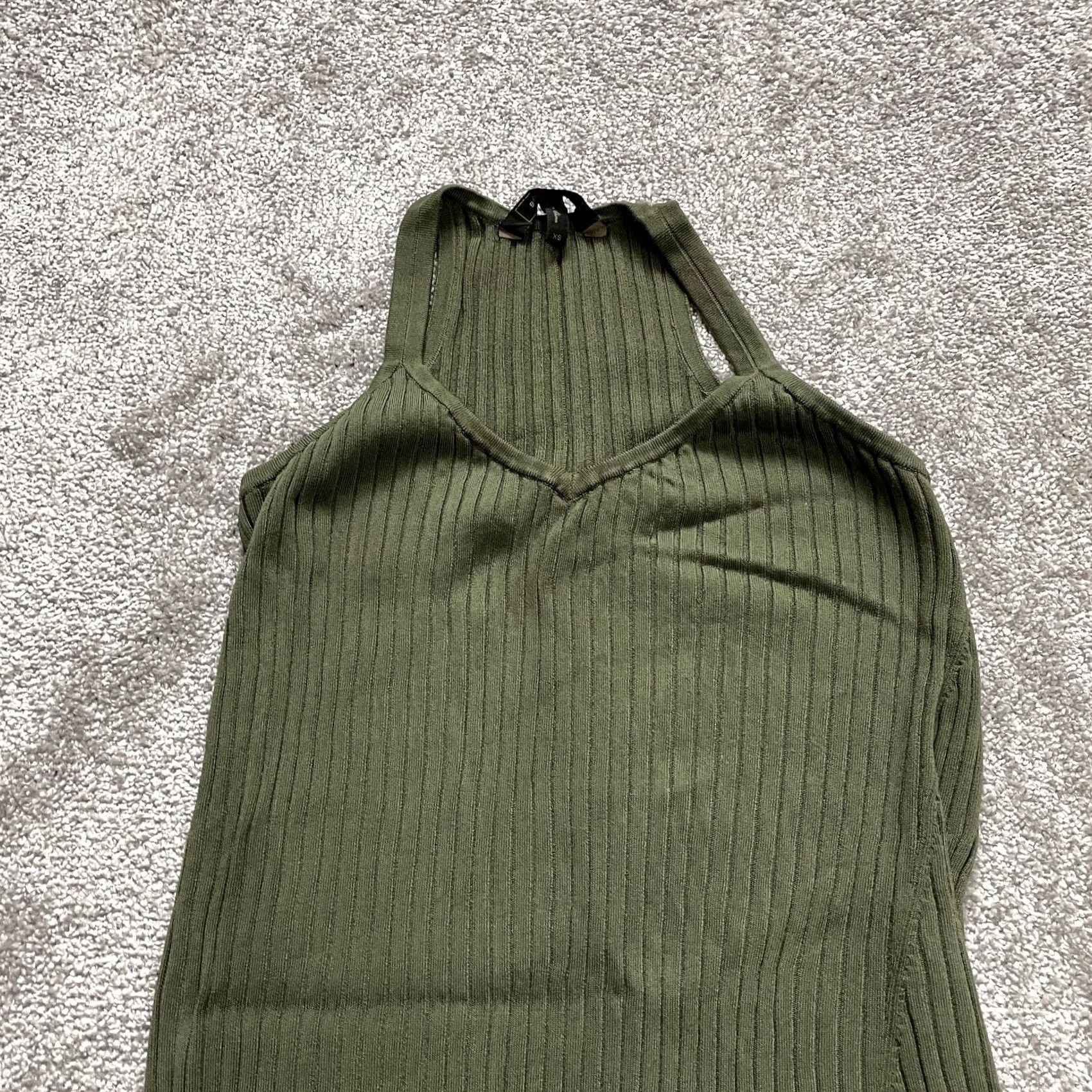Bcbgmaxazria BCBGMAXAZRIA Green Ribbed Stretch Miri Dress womens XS Bodycon Shift Knee Size XS / US 0-2 / IT 36-38 - 3 Thumbnail
