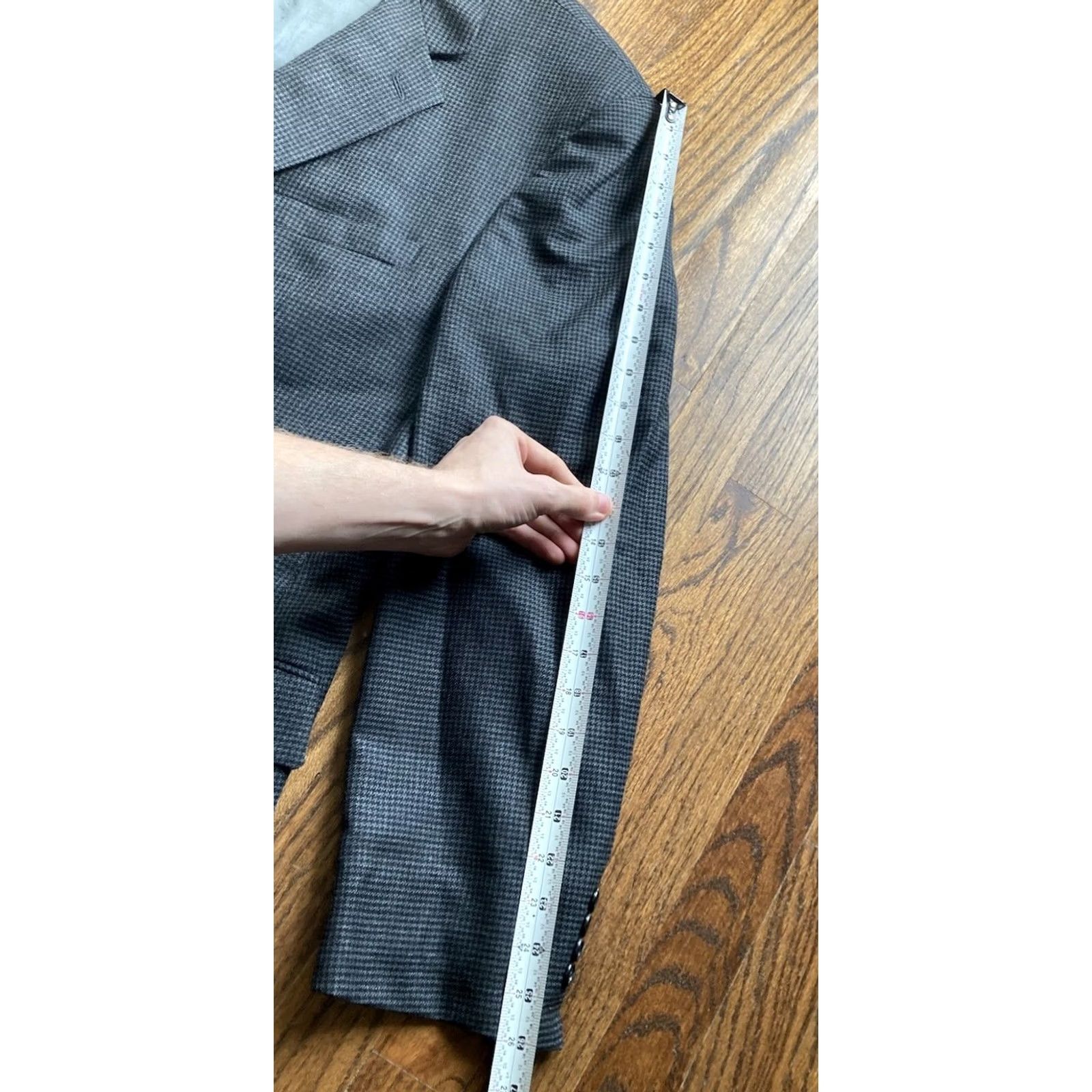 Brooks Brothers Brooks Brothers Blazer Men 46L Long Houndstooth Gray Wool Coat Jacket Size 46R - 5 Thumbnail