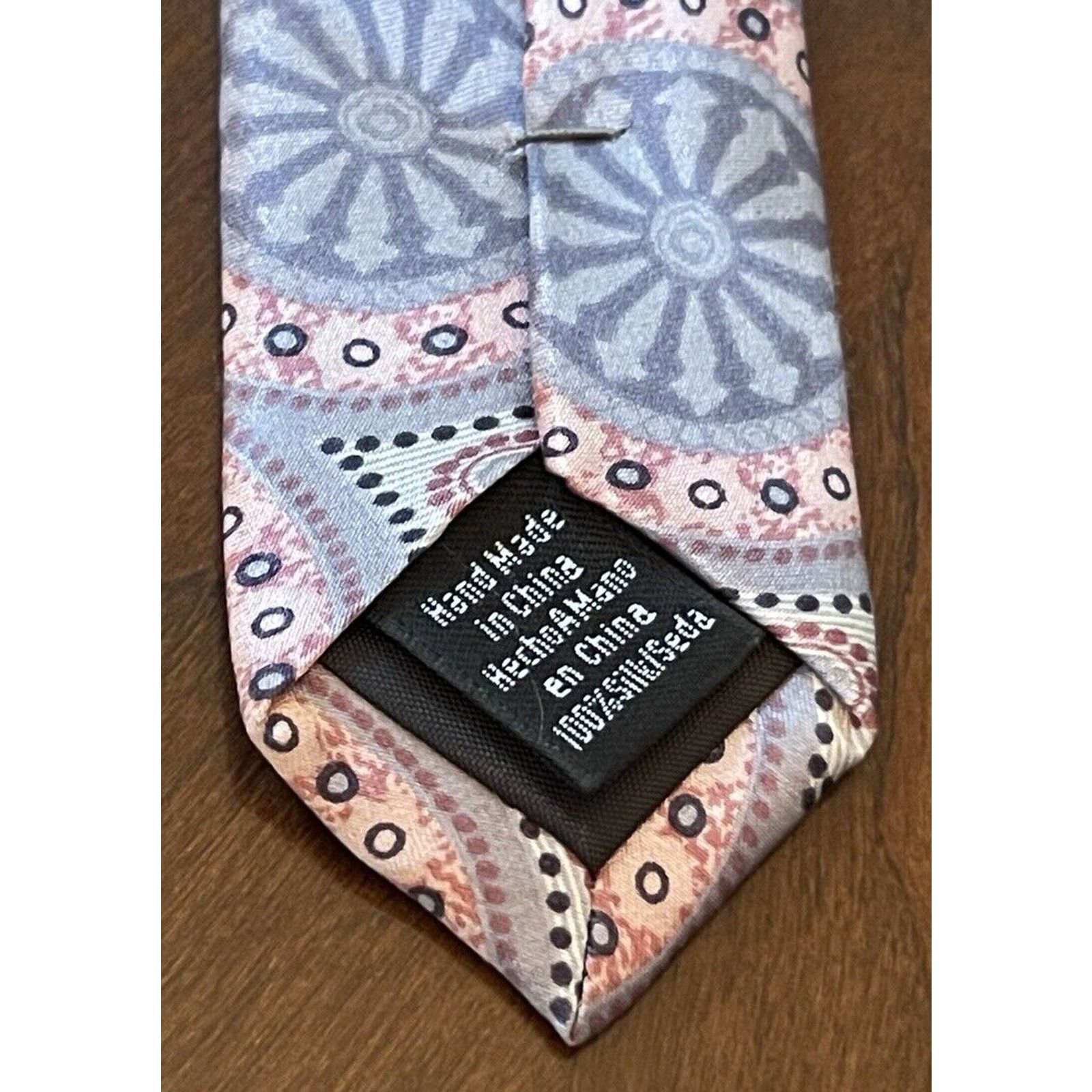 George George Pink Gray Hand Made 100% Silk Made In China Size ONE SIZE - 7 Thumbnail