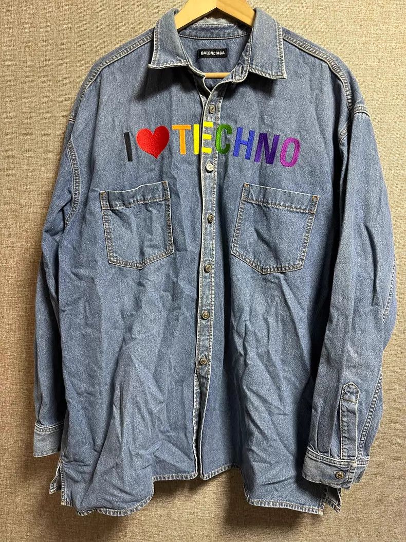 Balenciaga Balenciaga Electronic Music Embroidered Logo Denim Shirt Size XS / US 0-2 / IT 36-38 - 1 Thumbnail