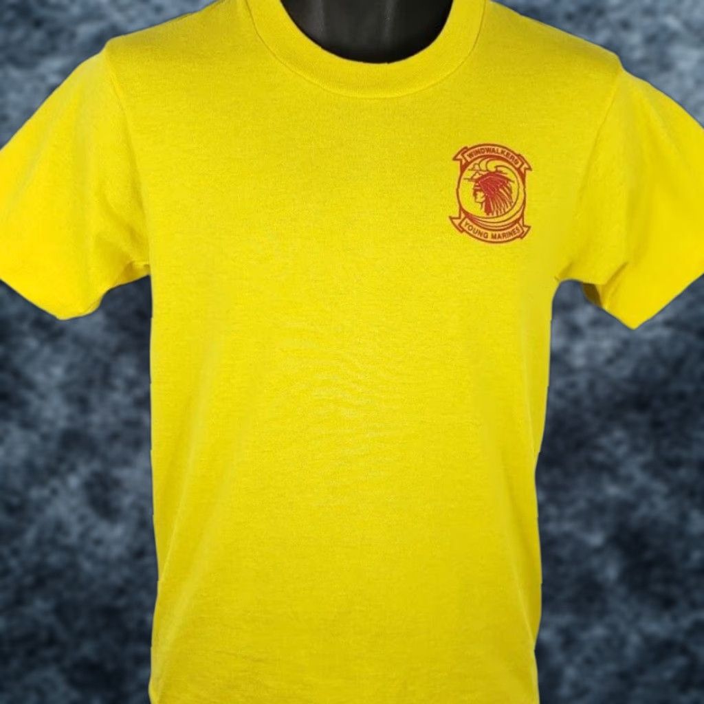 Vintage VINTAGE Screen Stars T Shirt Mens Small Yellow Windwalkers Young Marines 80s USA Made Graphic Tee Military Marines Size US S / EU 44-46 / 1 - 1 Thumbnail