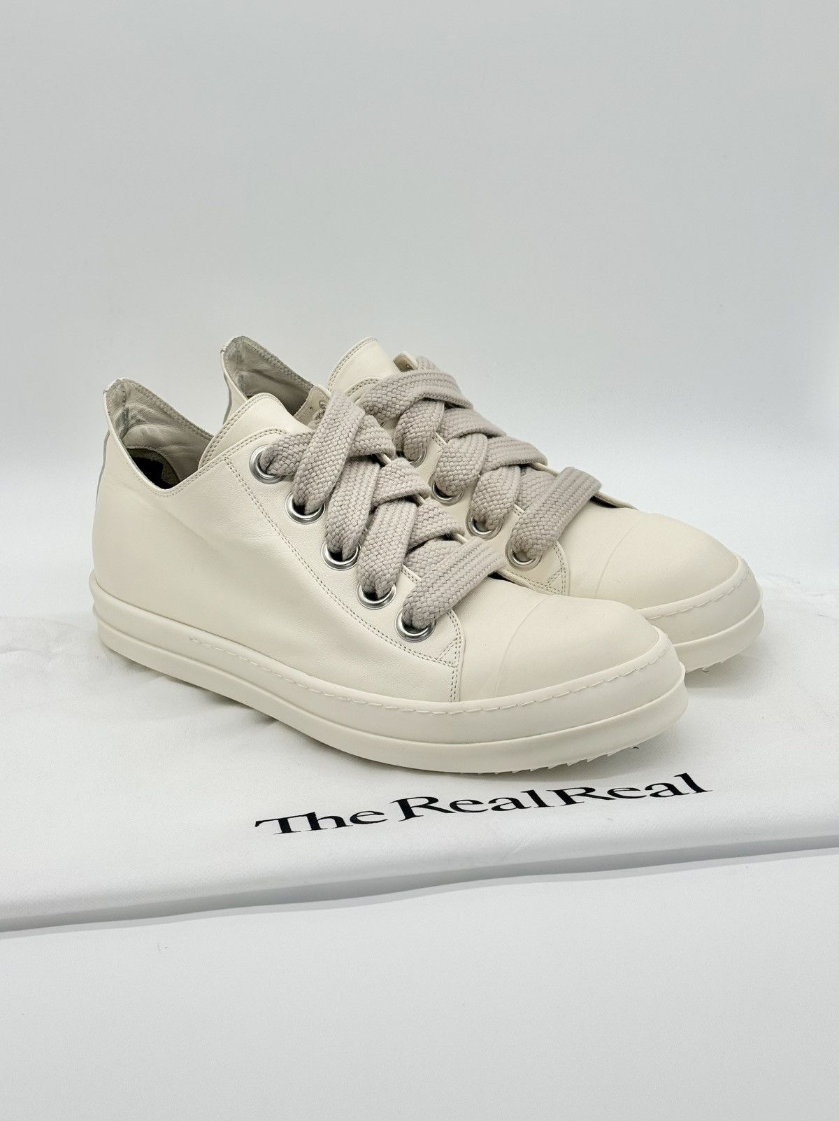 Rick Owens Size 11 - Rick Owens Jumbo Lace Low White Mainline Size US 11 / EU 44 - 1 Thumbnail