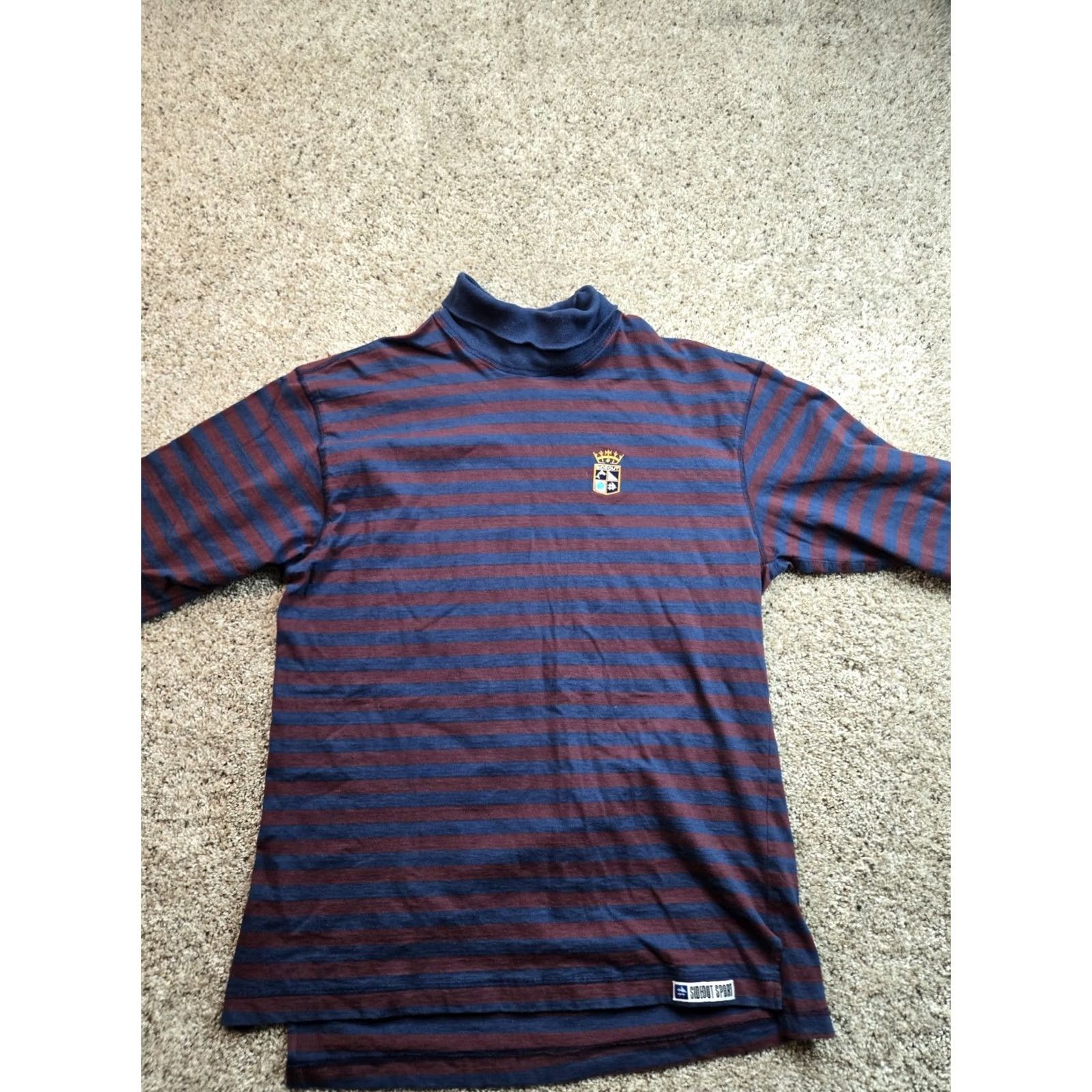 Sideout VINTAGE Sideout Shirt XL Mens Blue Striped Turtleneck Crest Logo USA 90s Boys? Size US XL / EU 56 / 4 - 4 Thumbnail