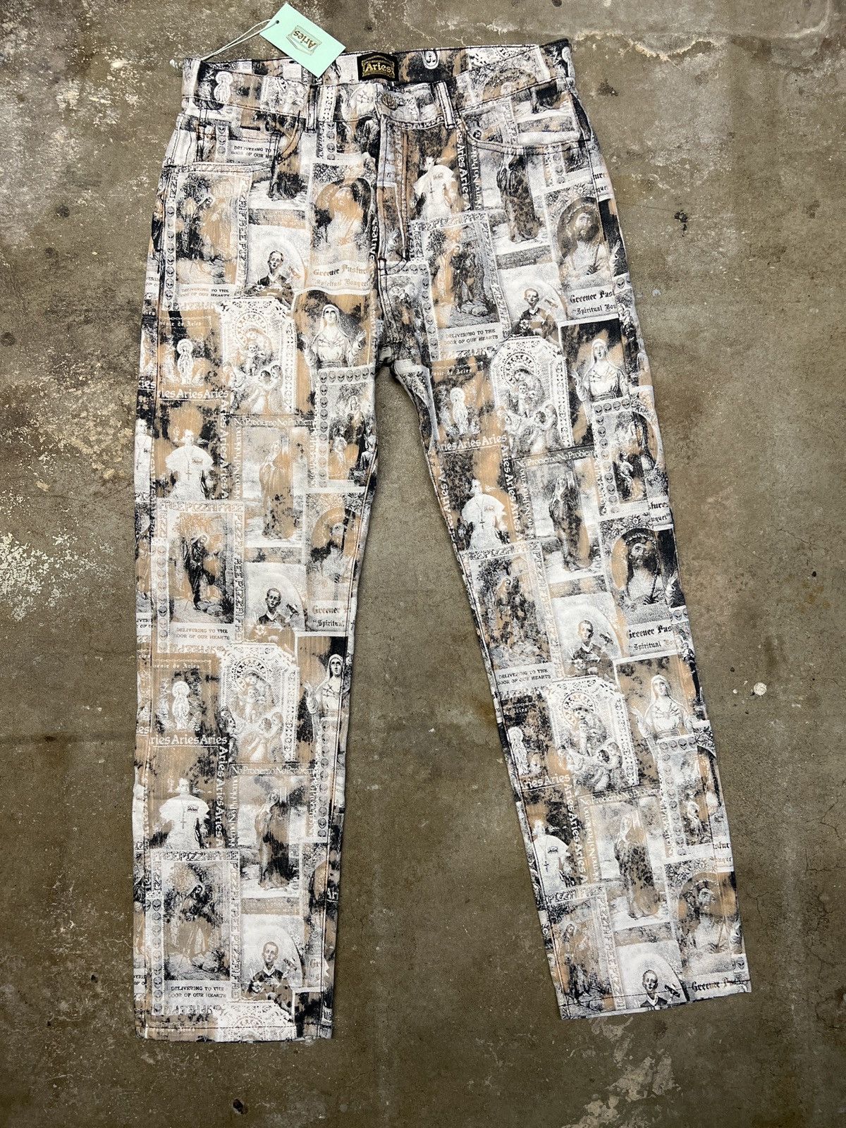 image of All Over Print Aries Denim in White, Men's (Size 34)