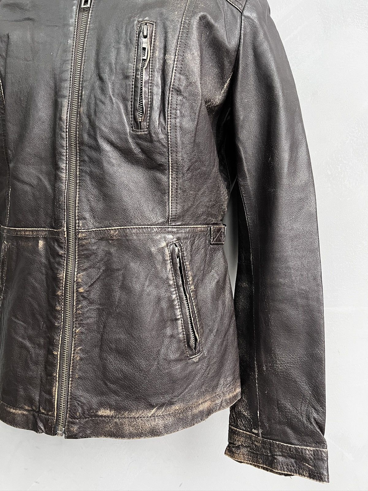14th Addiction 14th addiction style leather distressed racing zipper jacket Size US M / EU 48-50 / 2 - 4 Thumbnail