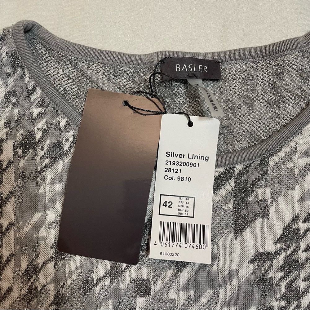 Other NWT New Basler Houndstooth Cotton Viscose Knit Sweater Top Size L / US 10 / IT 46 - 6 Thumbnail