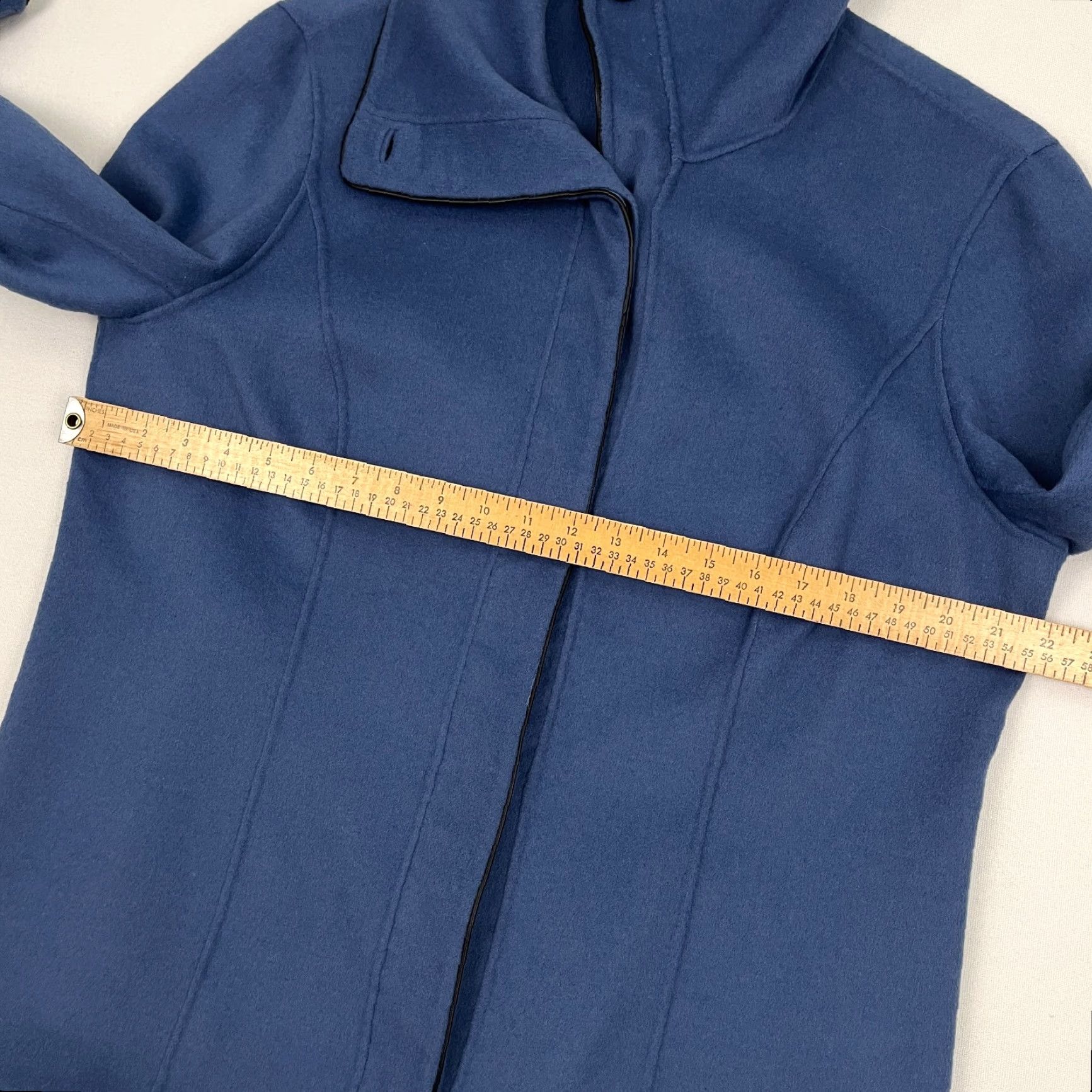 Vintage VINTAGE Lafayette 148 Angora Wool Blazer Jacket Size 16 Blue High Neck Hidden Buttons Size XXL / US 16-18 / IT 52-54 - 6 Thumbnail