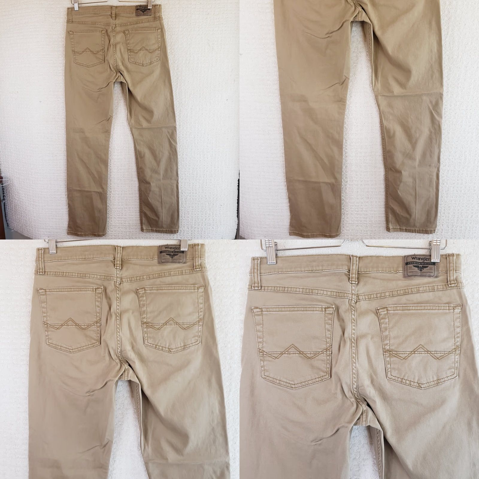 Wrangler Wrangler 5 Star Premium Slim Straight Jeans Tan 32x32 Mens Regular Cotton Elastane Stretch 5-Pocket USA Cowboy Logo Zipper Button Denim Size US 32 / EU 48 - 8 Thumbnail