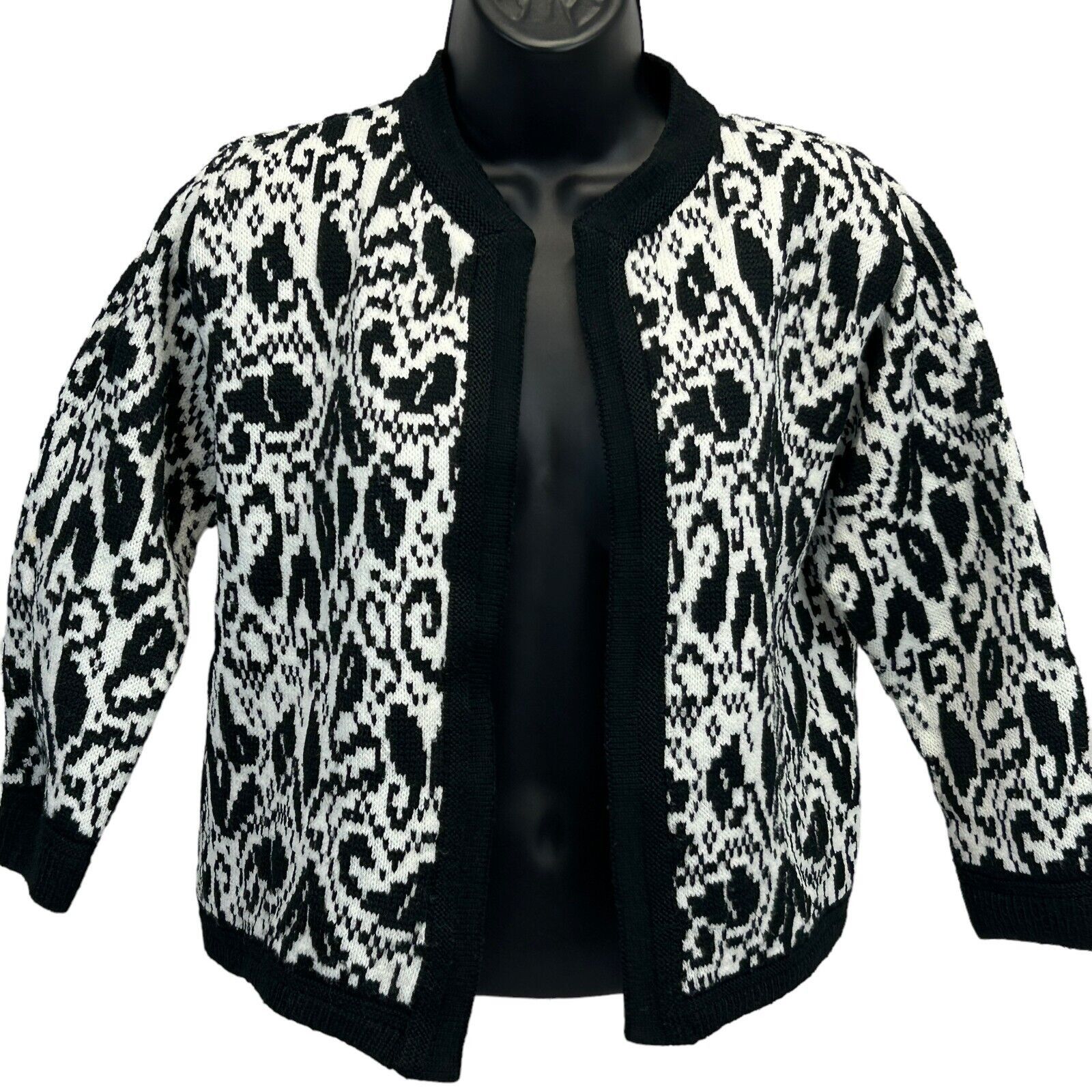 Vintage Vintage 60s Open Front Cardigan Sweater Black White Womens M Size M / US 6-8 / IT 42-44 - 1 Thumbnail