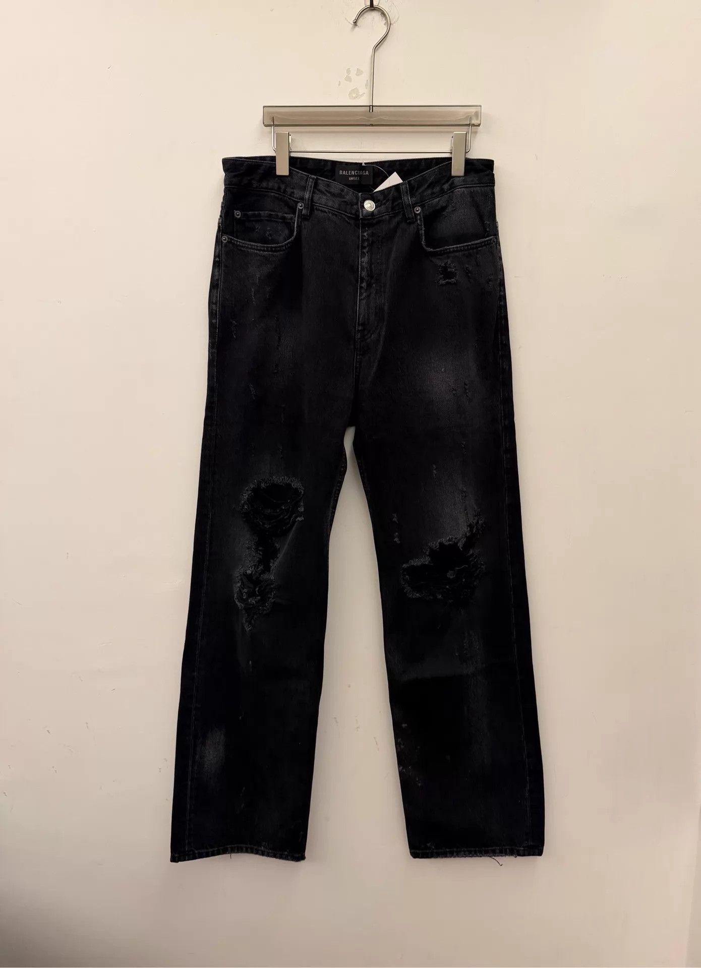 Balenciaga Balenciaga Destroyed Denim Pants 'Flat Black' Jeans