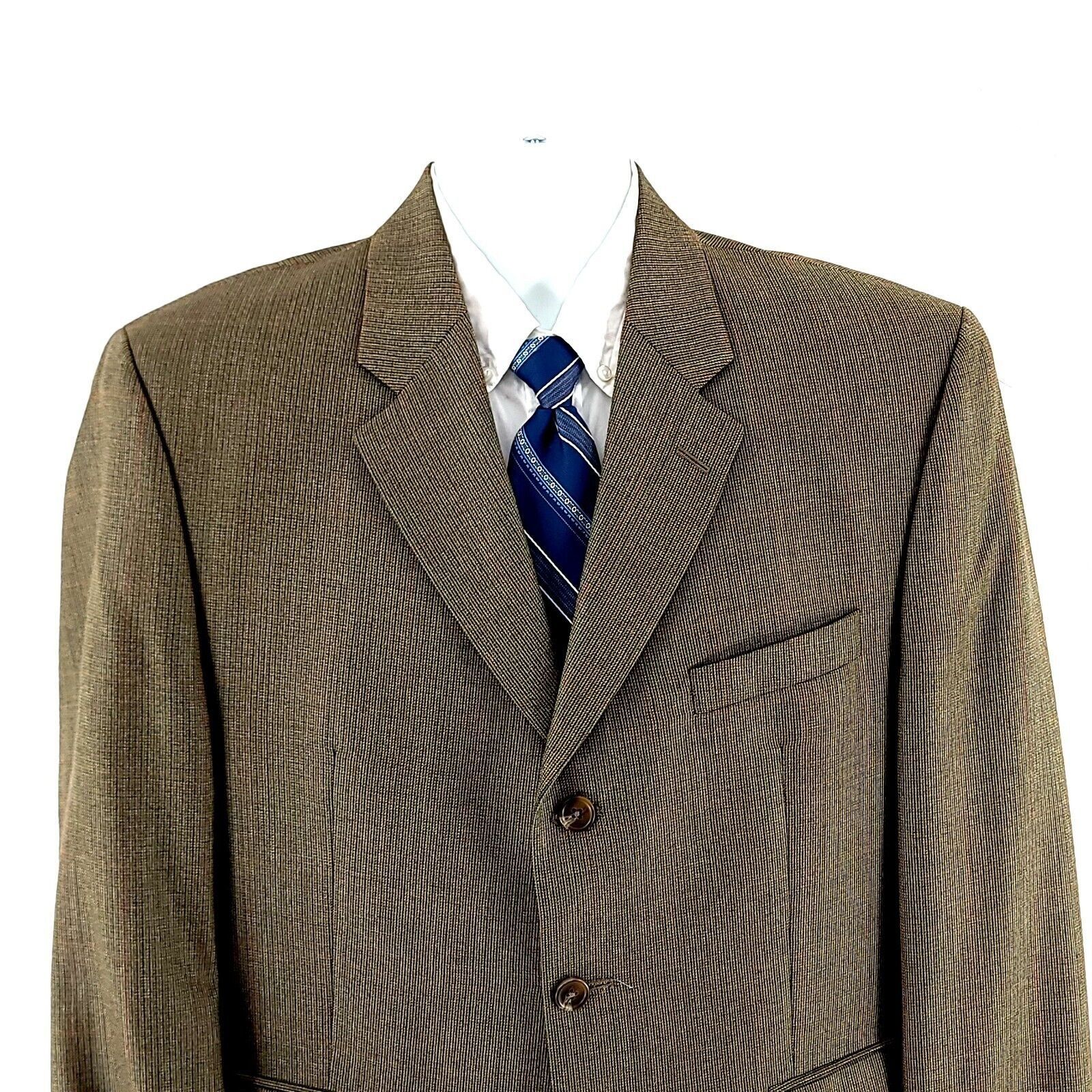 Ralph Lauren Ralph Lauren Wool Silk Tan Green Check W/ Orange Red Windowp Size 42R - 1 Thumbnail
