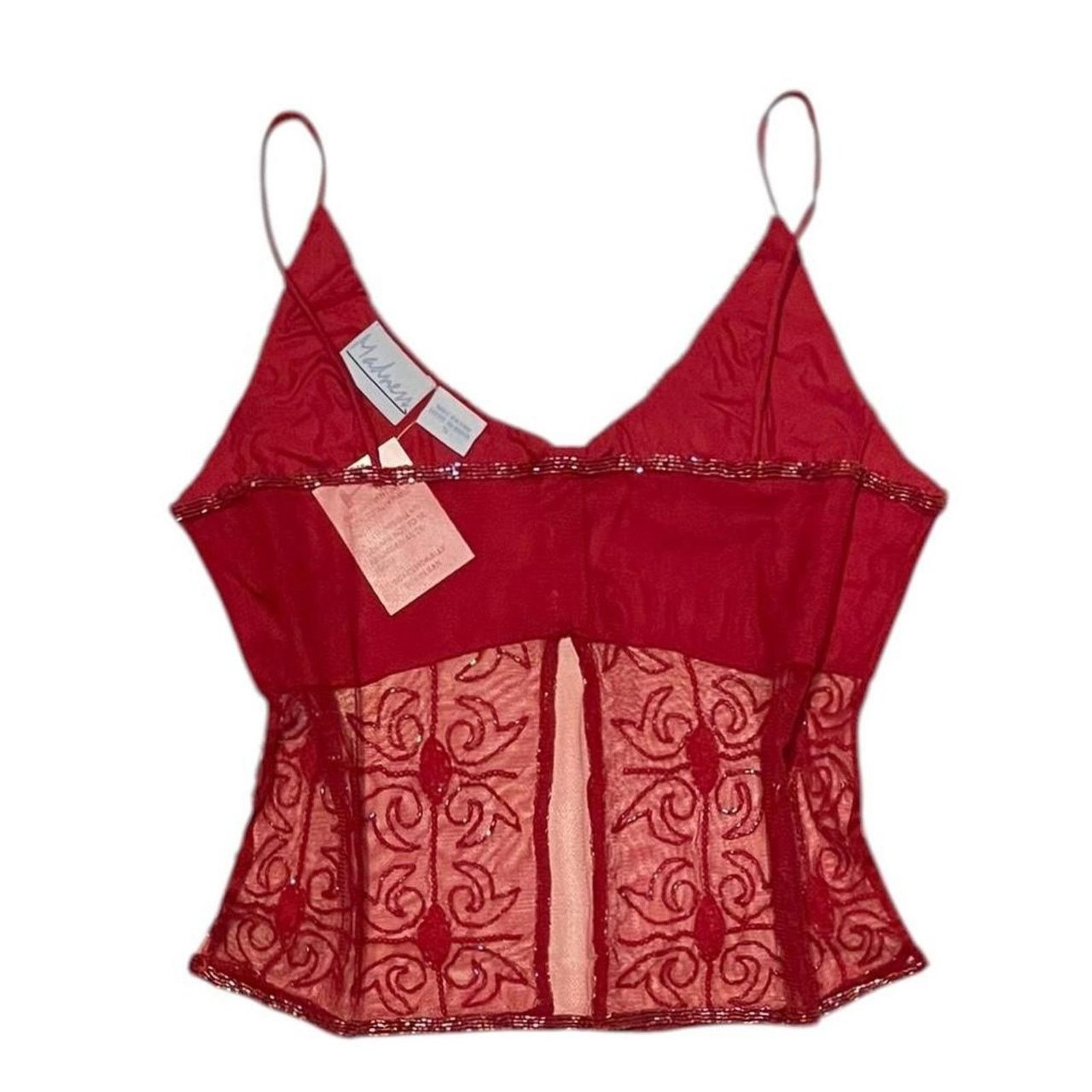 Madness Deadstock VTG Y2K 90s fairy gothic sheer red mesh tank top Size S / US 4 / IT 40 - 2 Thumbnail