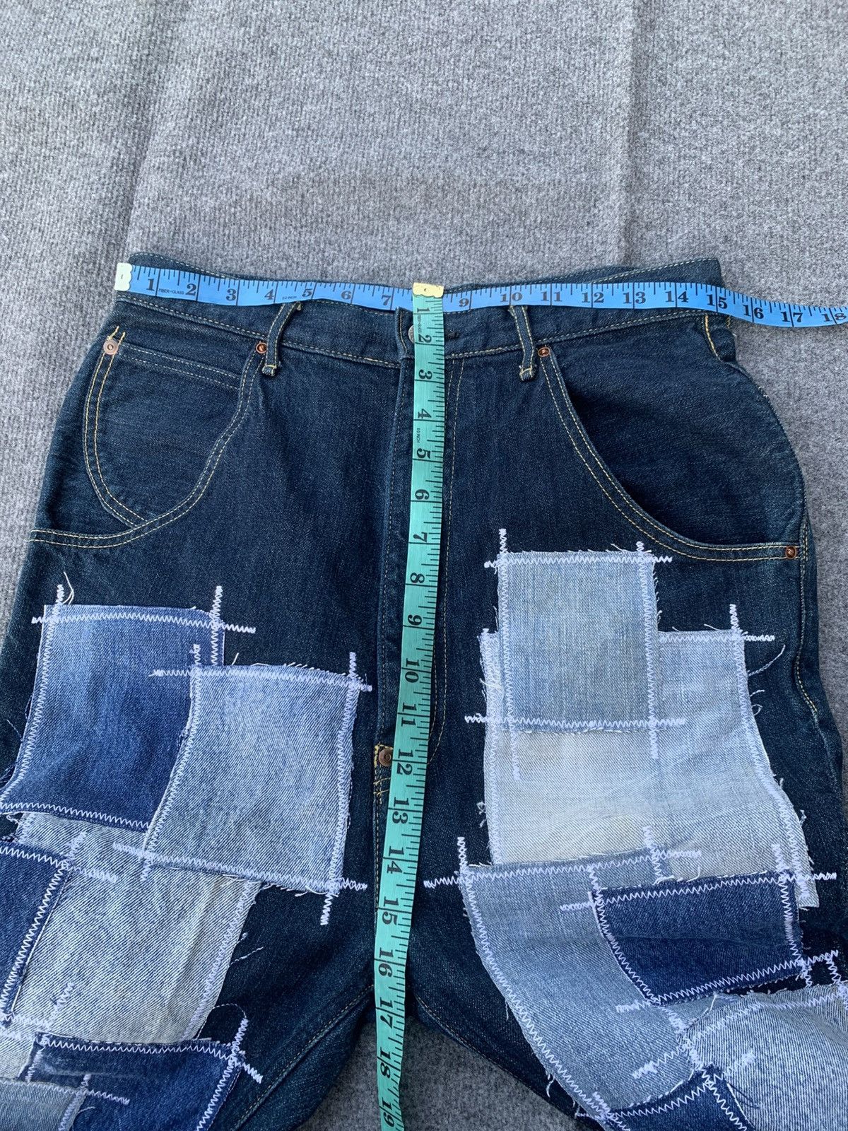 Kapital KAPITAL Indigo Denim Patchwork Kountry Cinch Back Pants Size US 30 / EU 46 - 9 Thumbnail