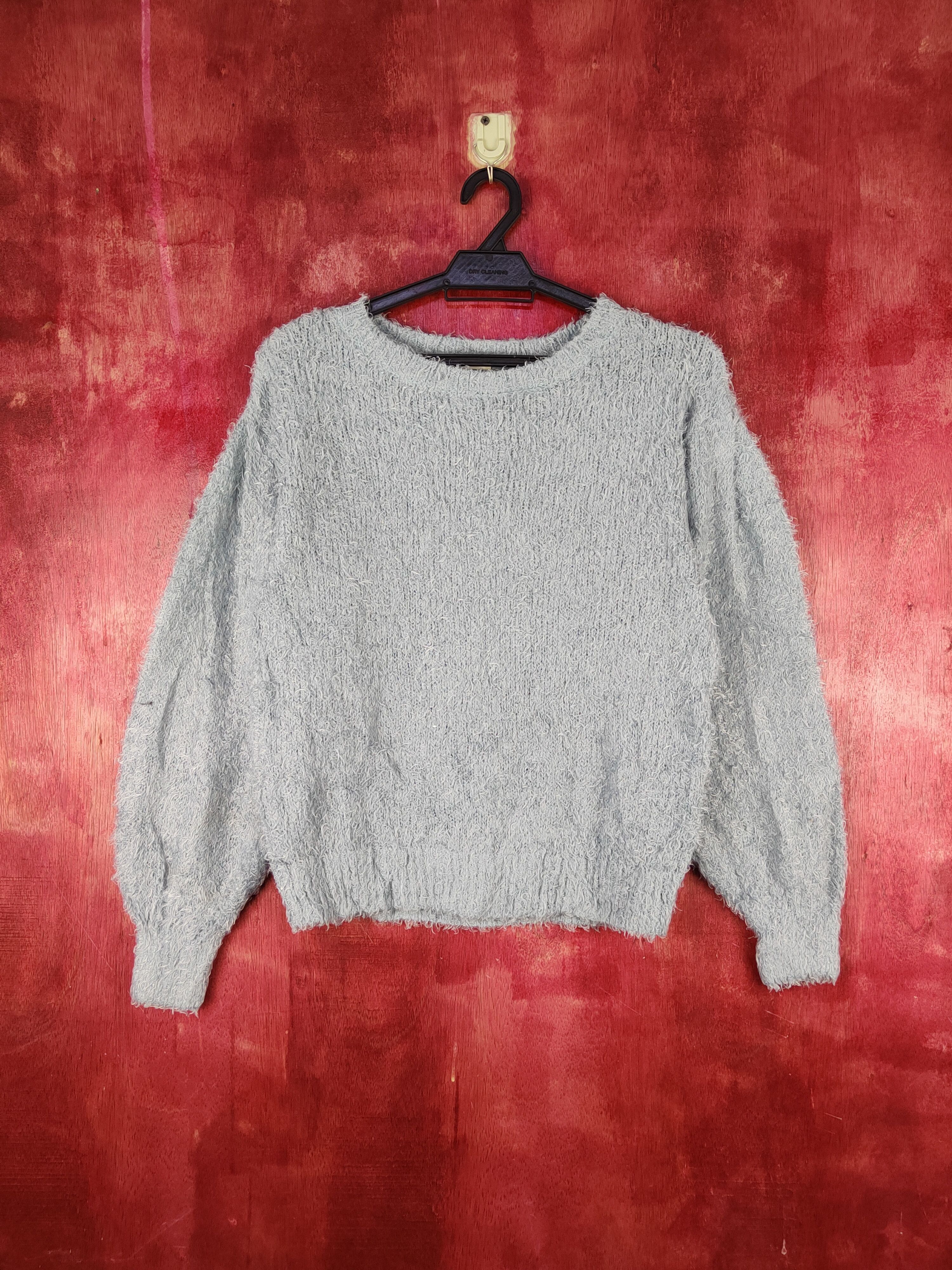 image of Bare Knitwear x Gu Blue Shag Shaggy Fur Mohair Knitwear S2061, Women's (Size Medium)