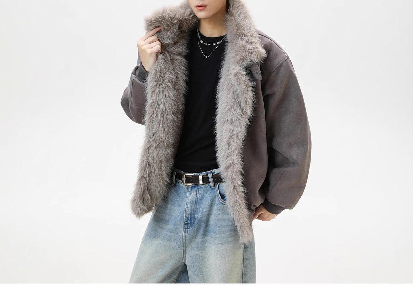 Japanese Brand Black Faux Fur Trim Bomber Jacket, Oversized Fit Outerwear Size US M / EU 48-50 / 2 - 6 Thumbnail