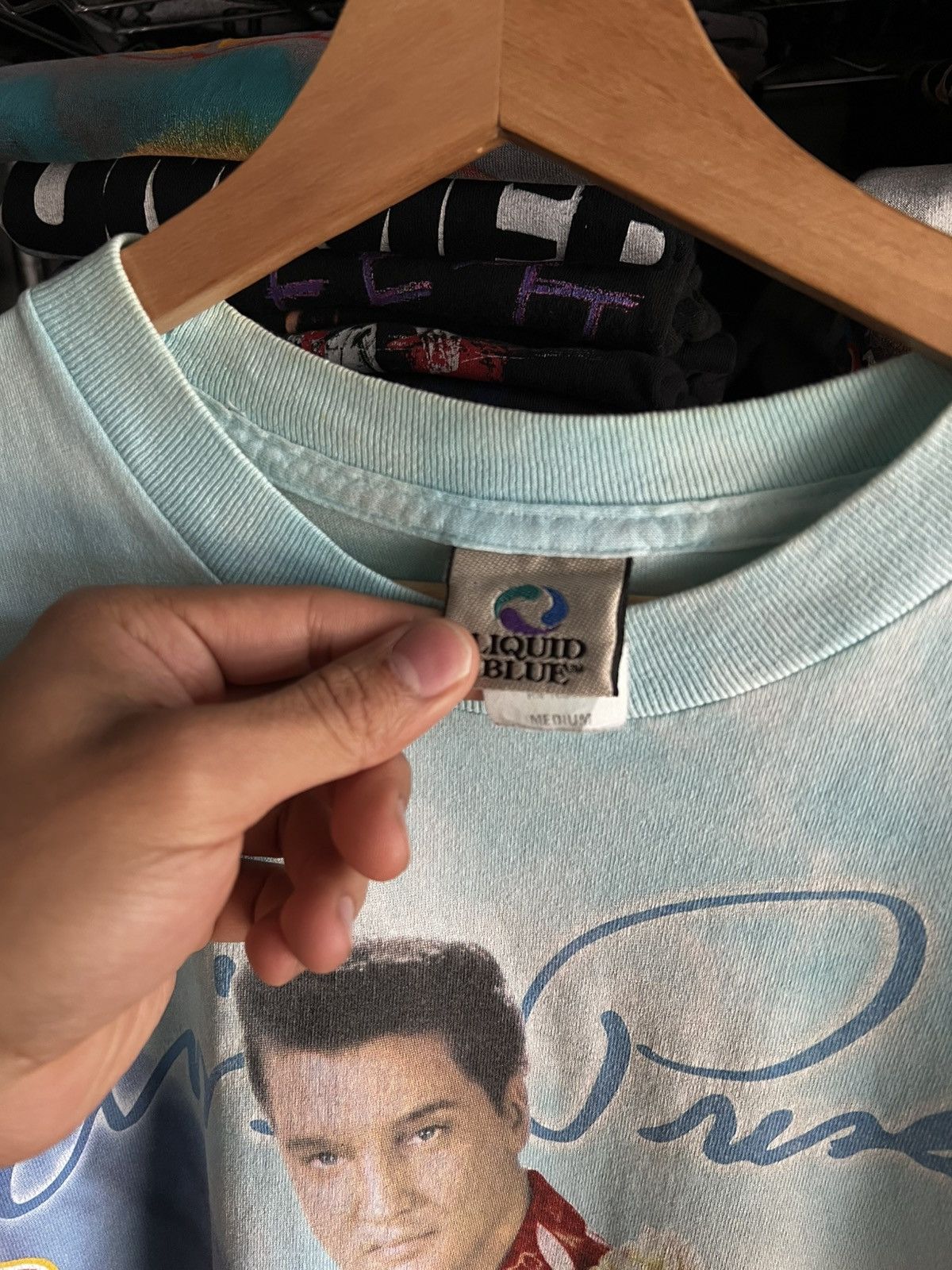 Liquid Blue 90s Elvis Presley Blue Hawaii Single Stitch Tie Dye Band Tee Size US M / EU 48-50 / 2 - 4 Thumbnail