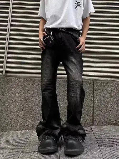 Japanese Brand Street ripped corrugated pleated micro-flared jeans Size US 32 / EU 48 - 1 Thumbnail