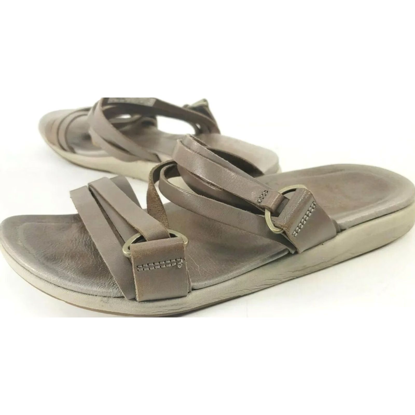 Merrell Merrell Women's Taupe Leather Slide Sandal 8M Kalari Brindle J84434 Size US 8 / IT 38 - 2 Thumbnail