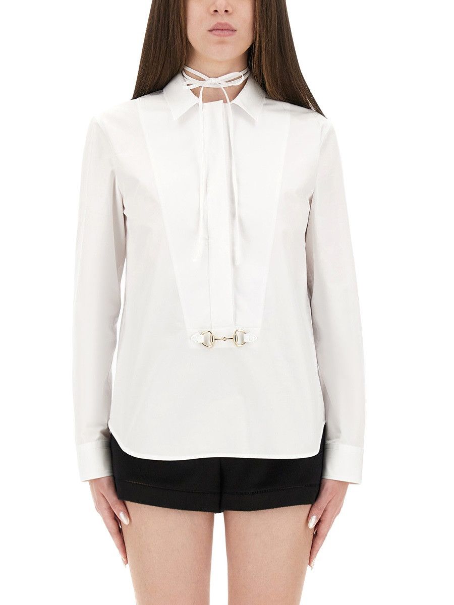 Gucci GUCCI COTTON POPLIN SHIRT WITH CLAMP - WHITE (IT 38) Size XS / US 0-2 / IT 36-38 - 1 Thumbnail