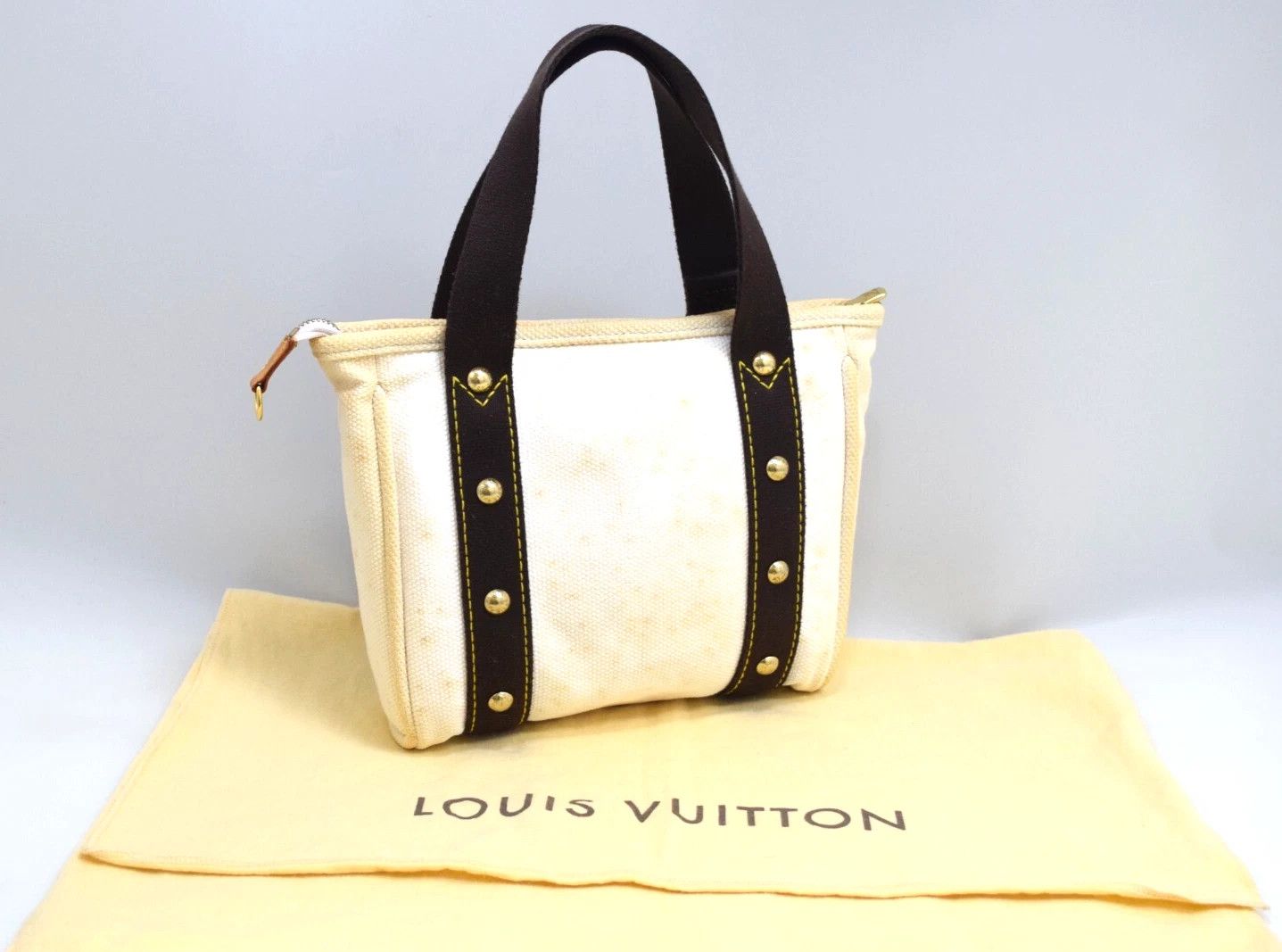 Louis Vuitton Louis Vuitton Antigua Cabas PM Hand Bag White Canvas M40039 Size ONE SIZE - 4 Thumbnail