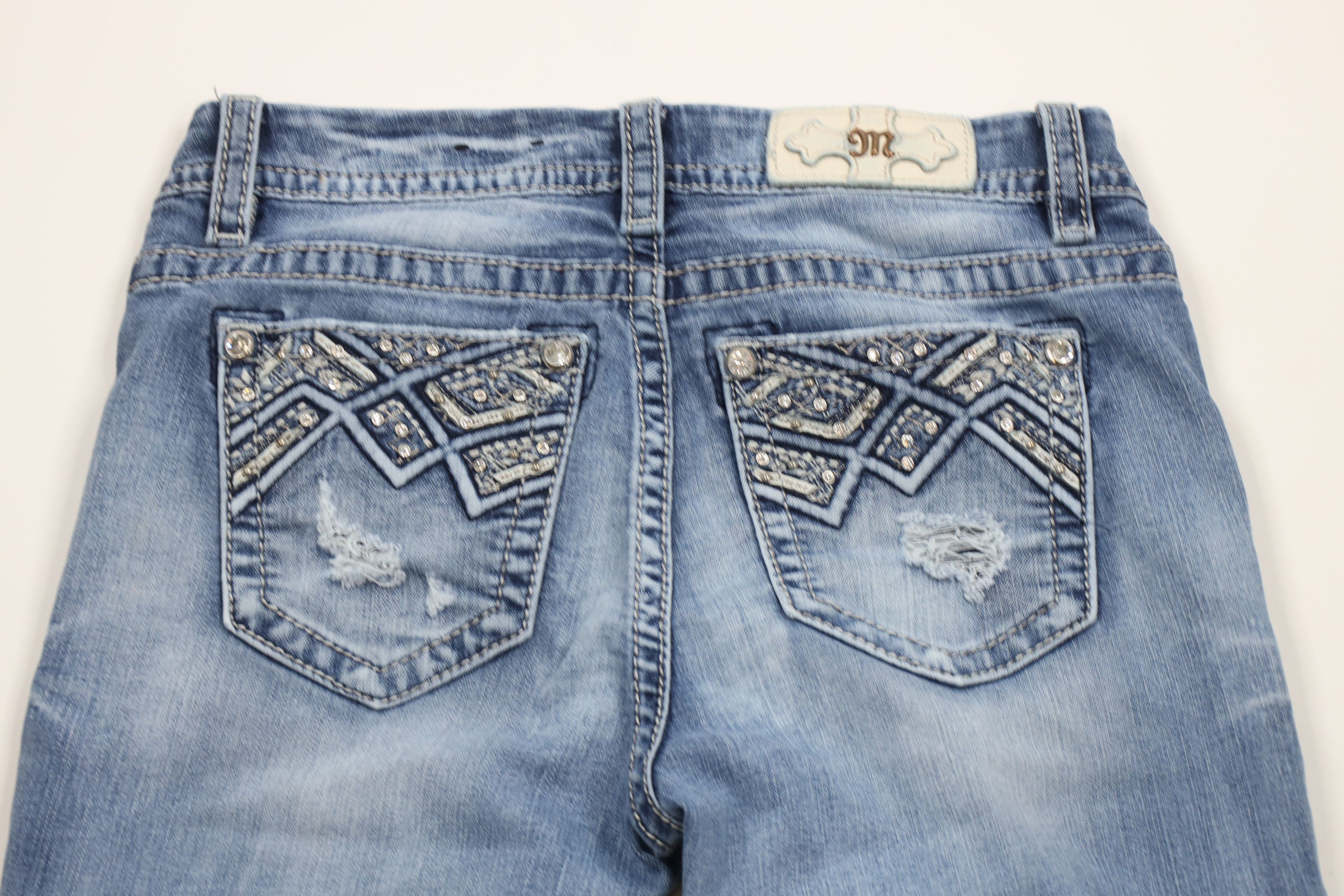 Miss Me × Vintage Miss Me Jeweled Stretch Mid Rise Easy Skinny Denim Jeans Size 27" / US 4 / IT 40 - 11 Thumbnail