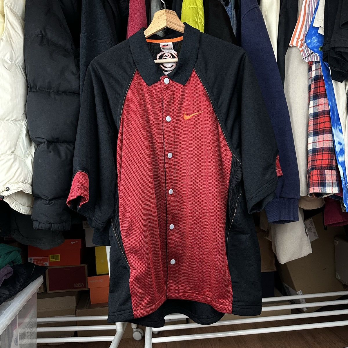 Nike Vintage 90s Shirt Button Up Basketball T-Shirt Swoosh Size US L / EU 52-54 / 3 - 1 Thumbnail