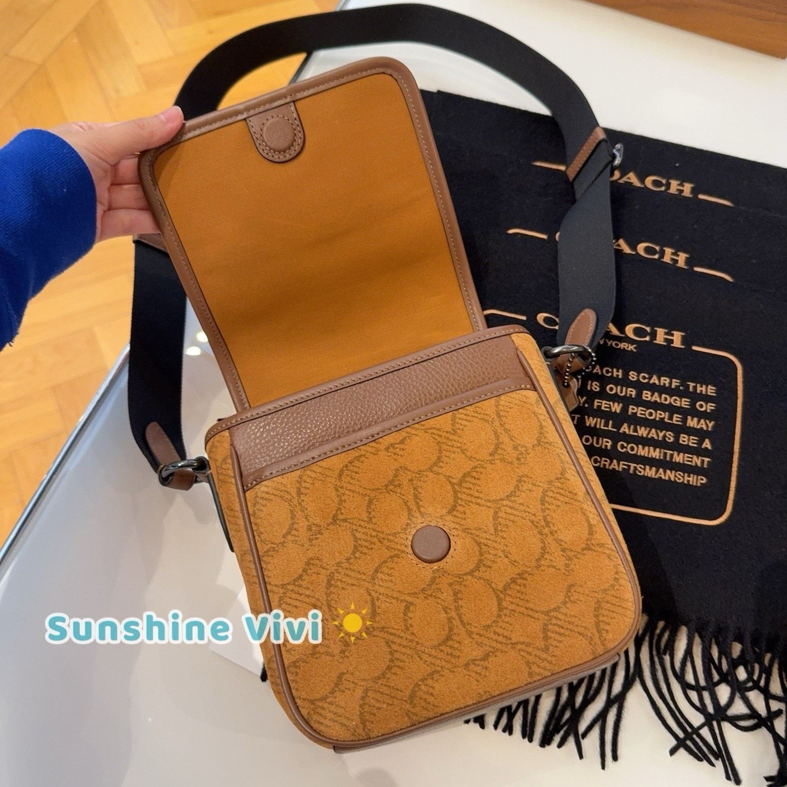 Coach NWT COACH Lucas Crossbody Bag Suede CCF94 Caramel Sable Size ONE SIZE - 7 Thumbnail