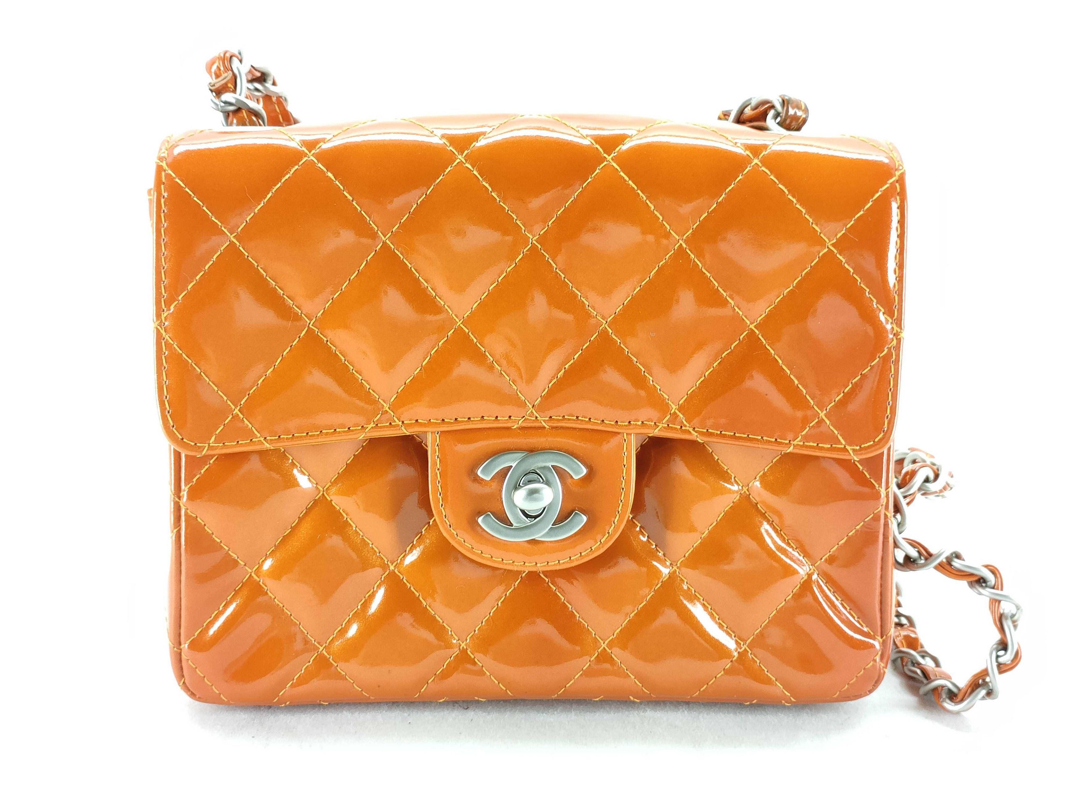 Chanel Mini Flap Bag Shoulder in Orange, Women's