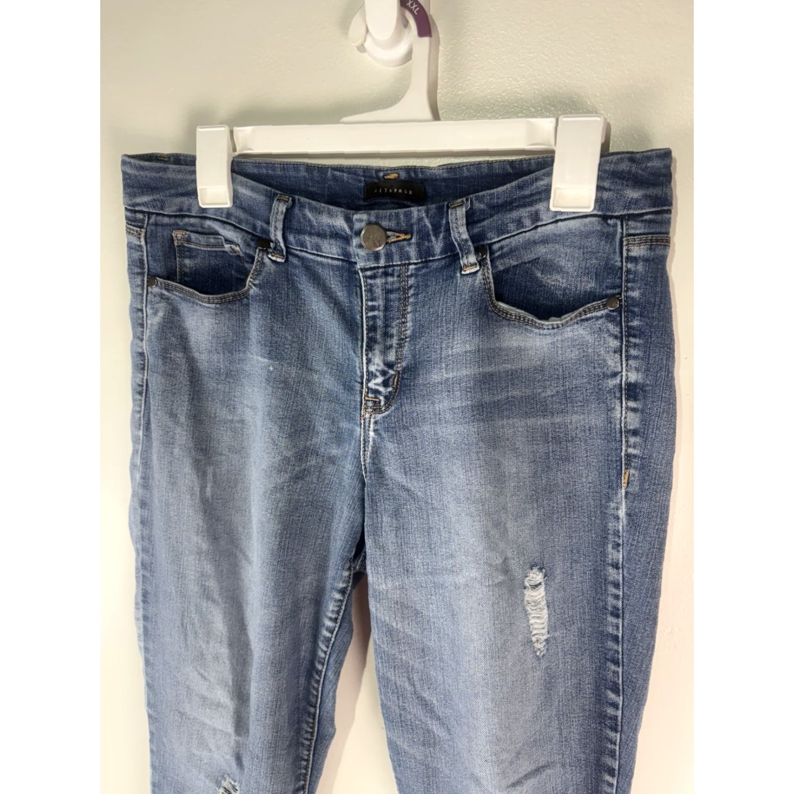 Vintage Metaphor Wash Jeans Distressed Ankle Womens Size 10 City Preppy Metaphor Ankle Jeans 10 Blue Cotton Denim Spandex Polyester Rayon Cotton Leather? Size 32" / US 10 / IT 46 - 2 Thumbnail