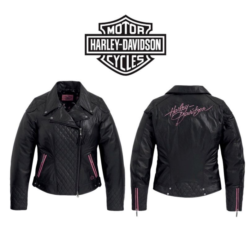Harley Davidson Harley Davidson Pink Label Swarovski Leather Biker Jacket Size M / US 6-8 / IT 42-44 - 1 Thumbnail
