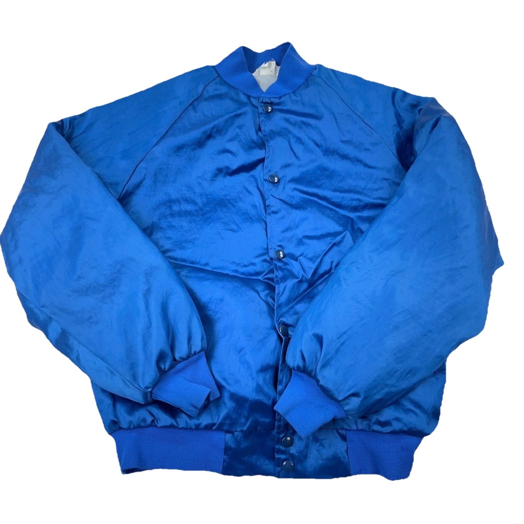 Vintage Vintage Satin Jacket Men Medium Blue Bomber USA 80s 90s Embroidered Logger Size US M / EU 48-50 / 2 - 2 Thumbnail