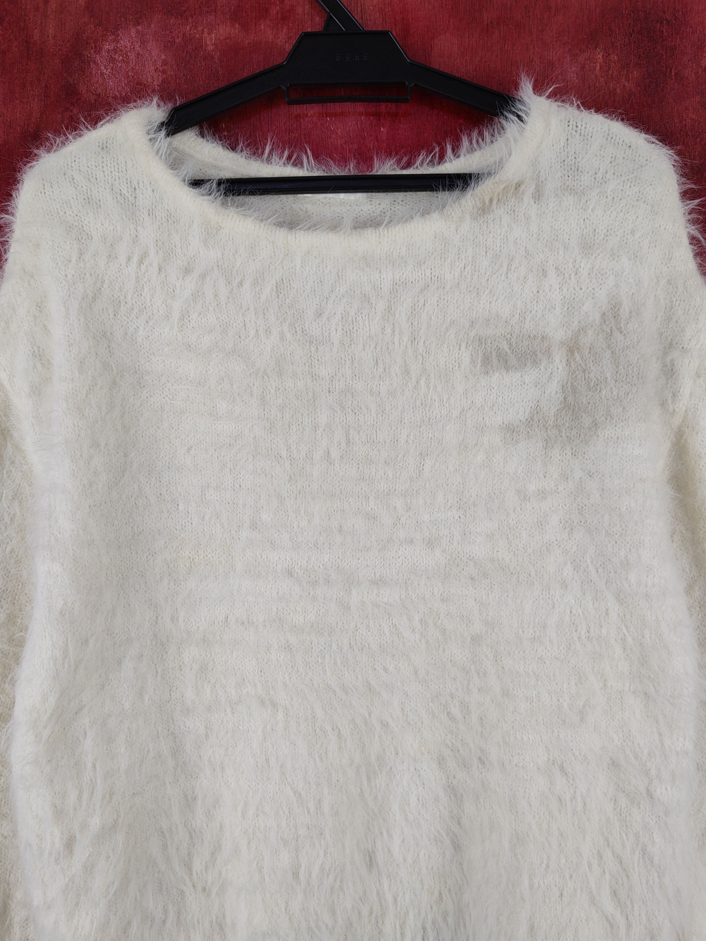 Homespun Knitwear Glacier Ivory Shag Shaggy Fur Mohair Knitwear #S2081 Size M / US 6-8 / IT 42-44 - 2 Thumbnail