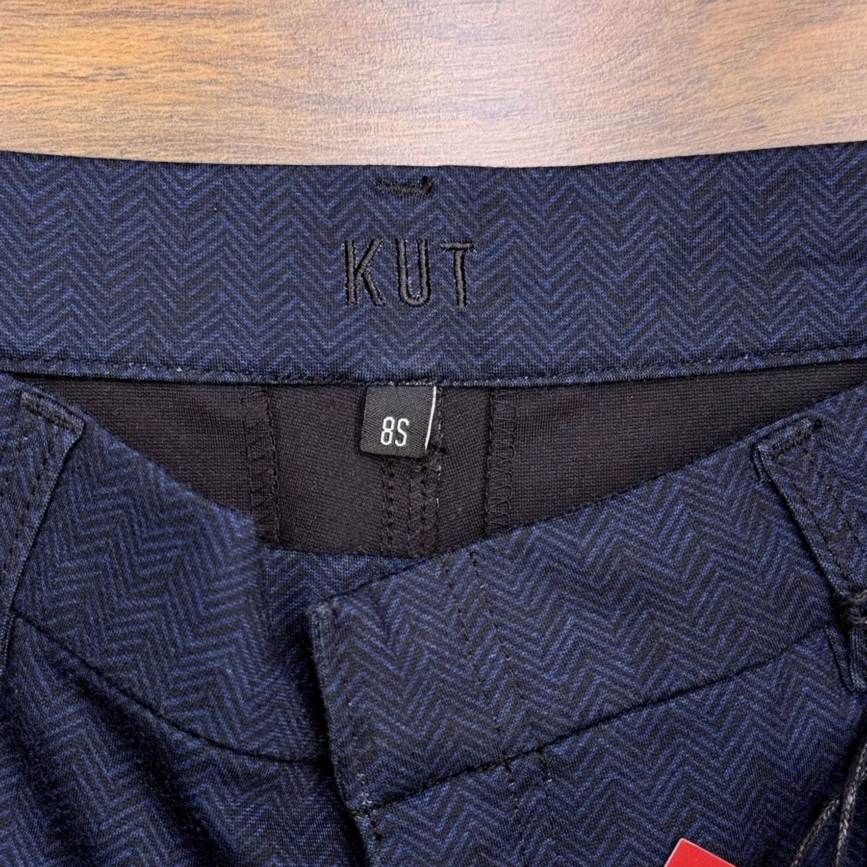 Vintage KUT from the Kloth High Rise Fab AB Trouser Skinny Pants Womens 8 Herringbone Blue PFL Stretch Chino Tailored Slim Vintage: No (adjusted by rules) Size 30" / US 8 / IT 44 - 4 Thumbnail