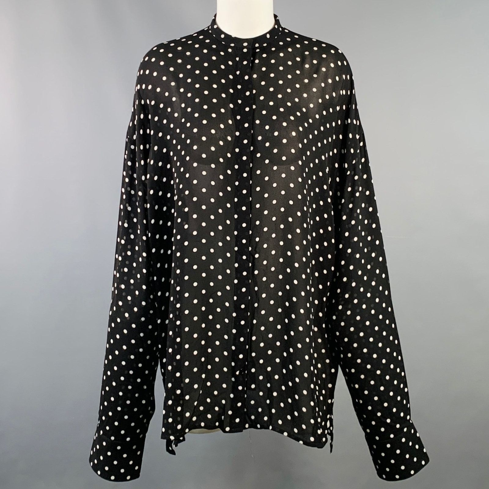 Haider Ackermann Polka Dot Crepe Nehru Collar Hidden Buttons Shirt Size S / US 4 / IT 40 - 1 Thumbnail