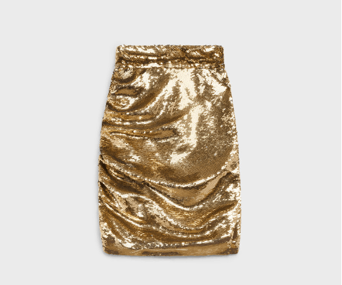 image of Celine O1W1Db10324 Midi Skirt In Argent/or, Women's (Size 38)