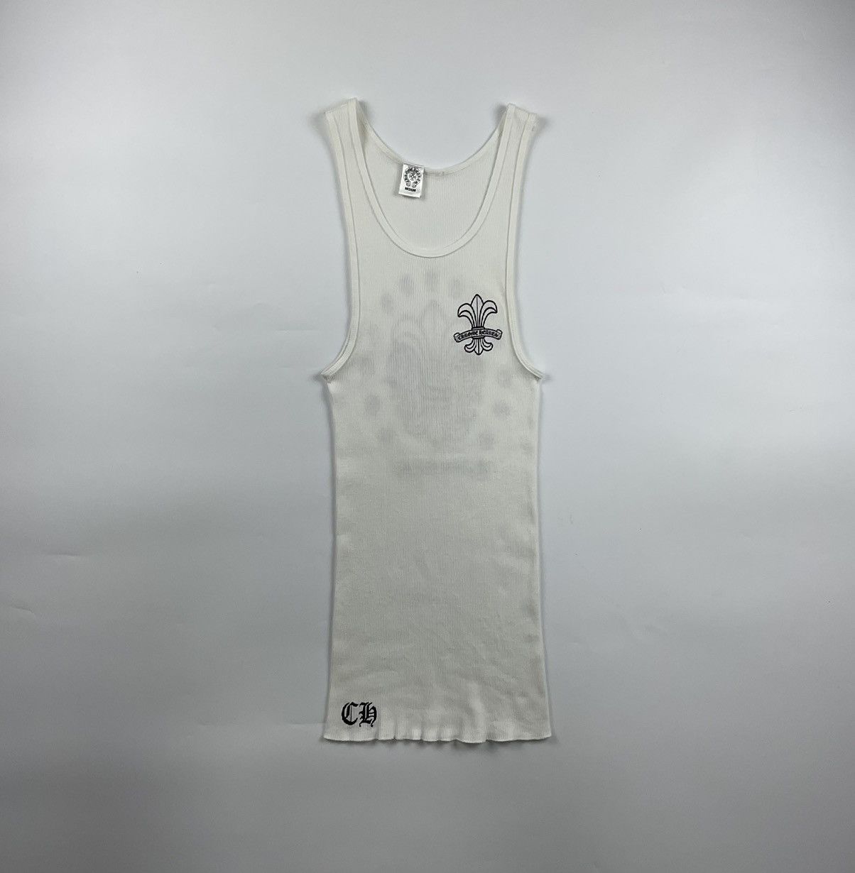 image of Chrome Hearts Ribbed Tank Top in White, Men's (Size Medium)