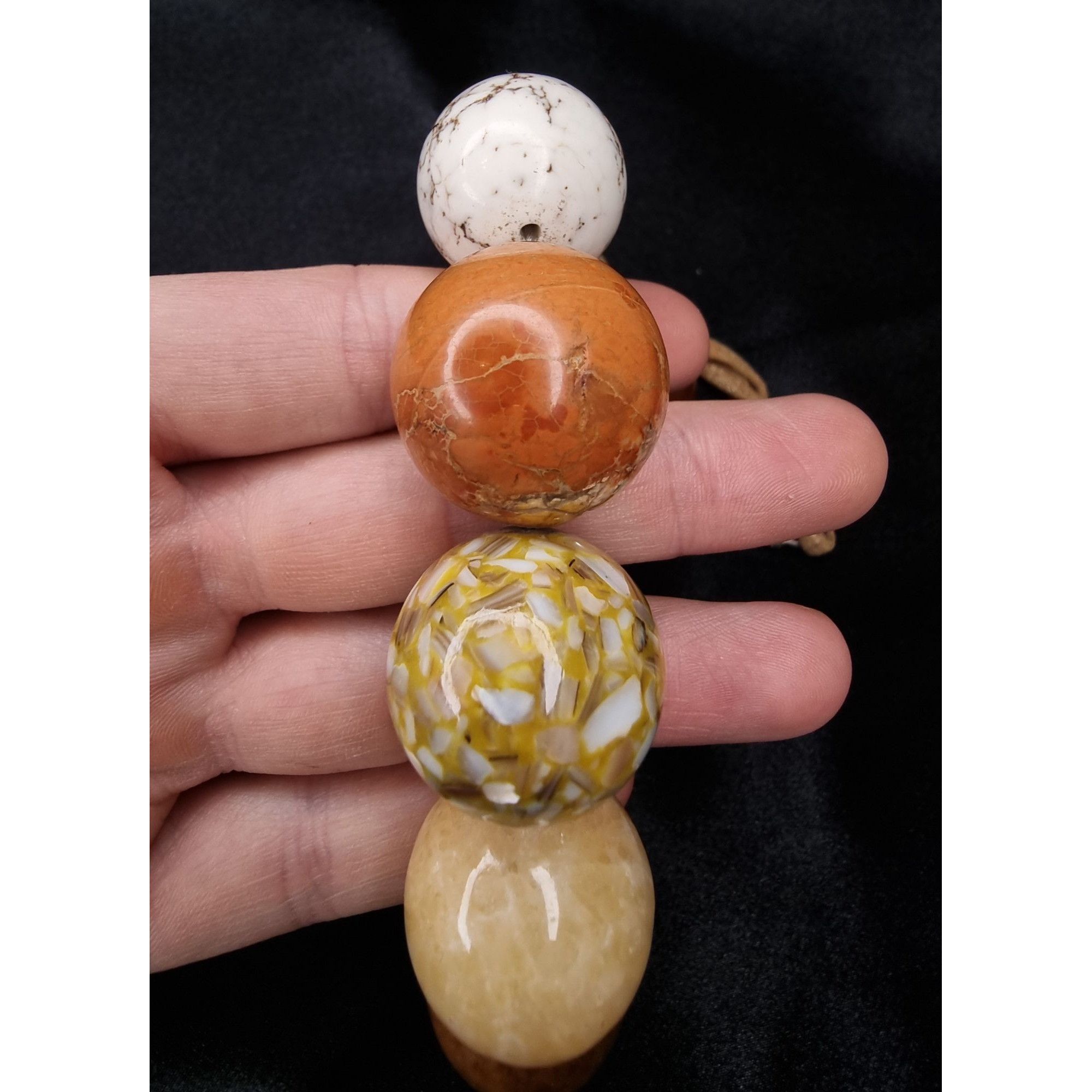 Vintage Vintage Large Stone Beaded Necklace With Sterling Silver Cla Size ONE SIZE - 5 Thumbnail