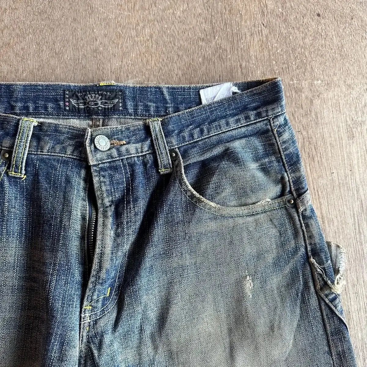 Self Edge RARE💥REDLINE JAPANESE VTG JEAN RIPPED MUDWASH DENIM PANTS Size US 31 - 6 Thumbnail