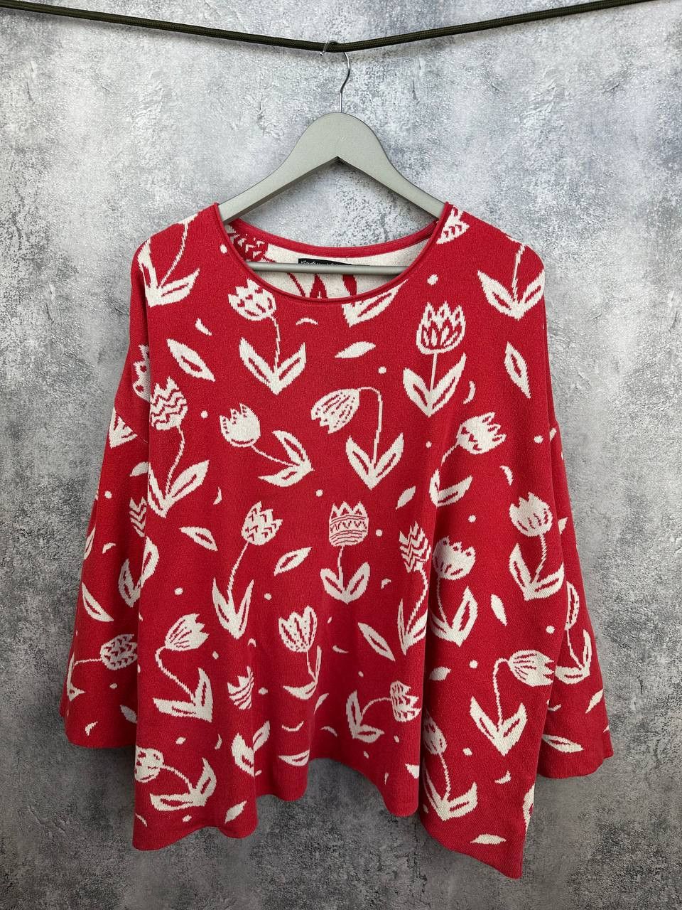 Gudrun Sjoden Gudrun Sjoden Red Floral Jacquard Knit Sweater Pullover Size XL / US 12-14 / IT 48-50 - 1 Thumbnail