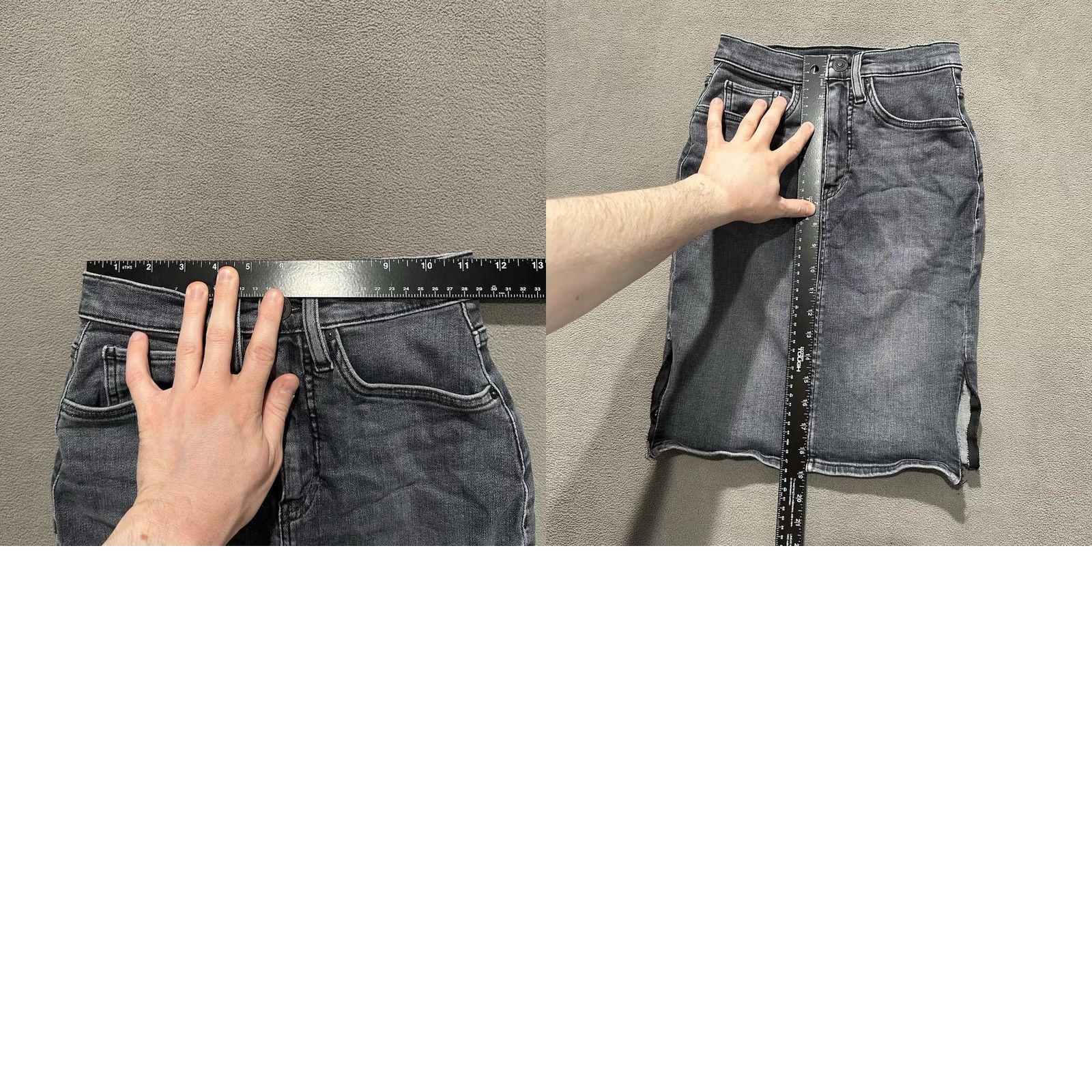 Hudson Hudson Centerfold Skirt Womens 2XS Gray Denim Stretch Side Slit Pockets Short 90s Bohemian Gothic Retro Size 24" / US 00 / IT 34 - 8 Thumbnail